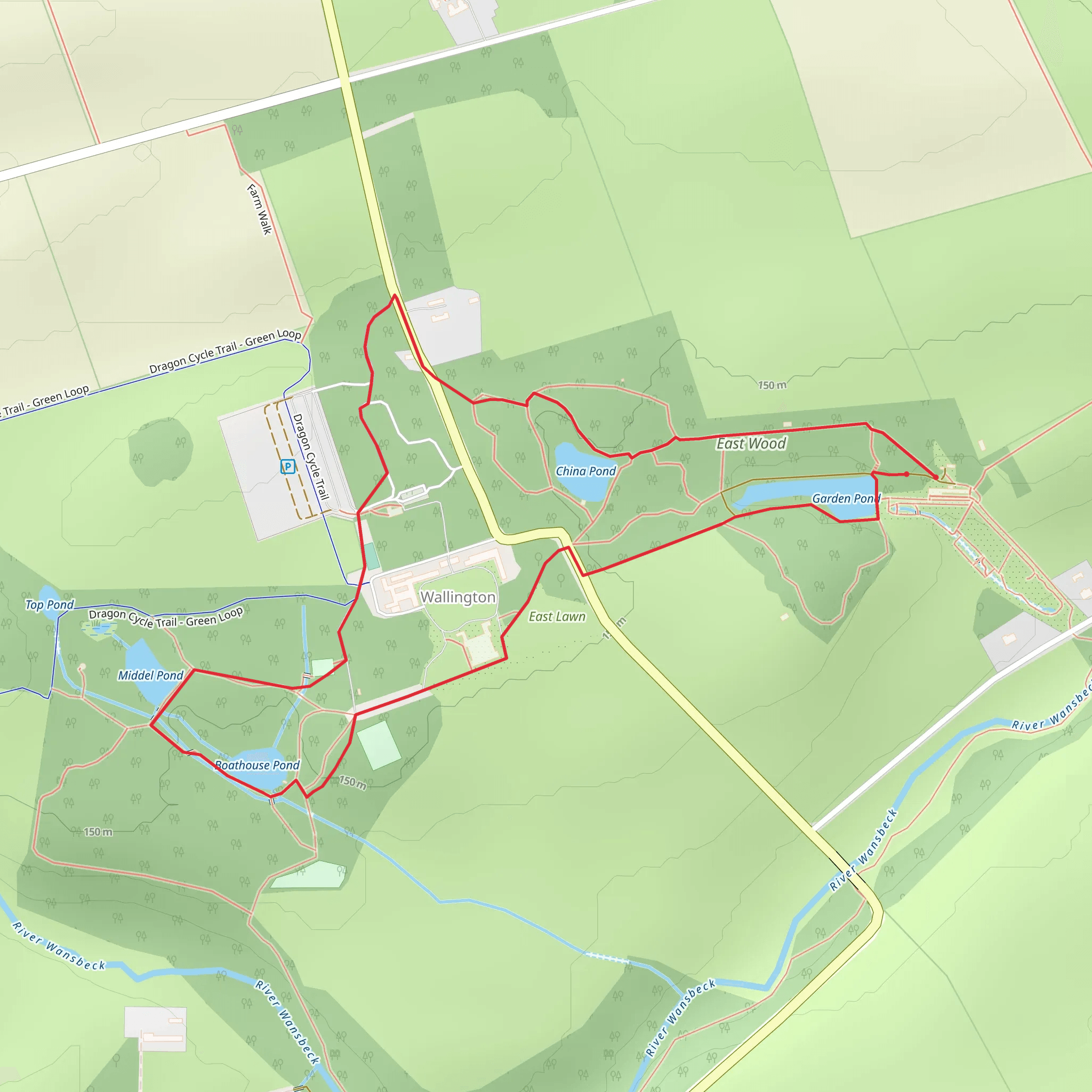 Wallington Hall Loop mobile static map