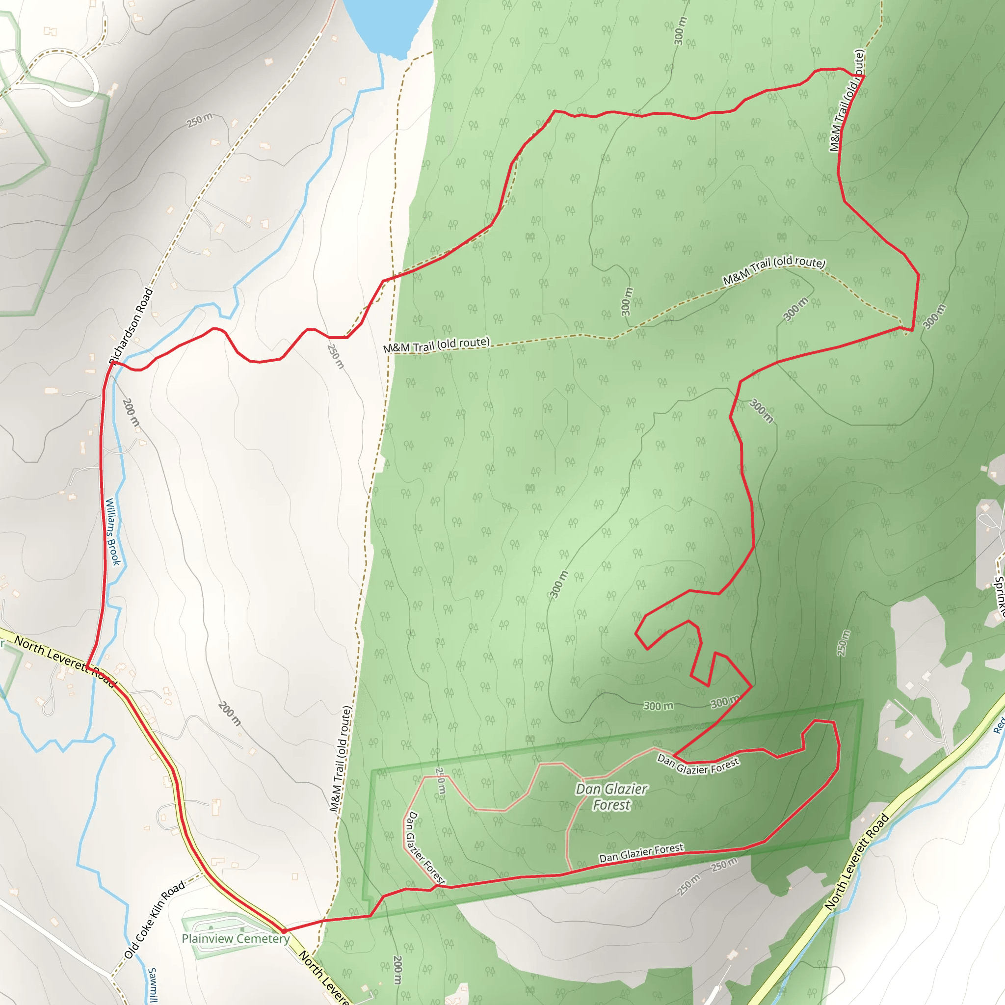 Dan Glazier Forest Loop via M and M Trail mobile static map