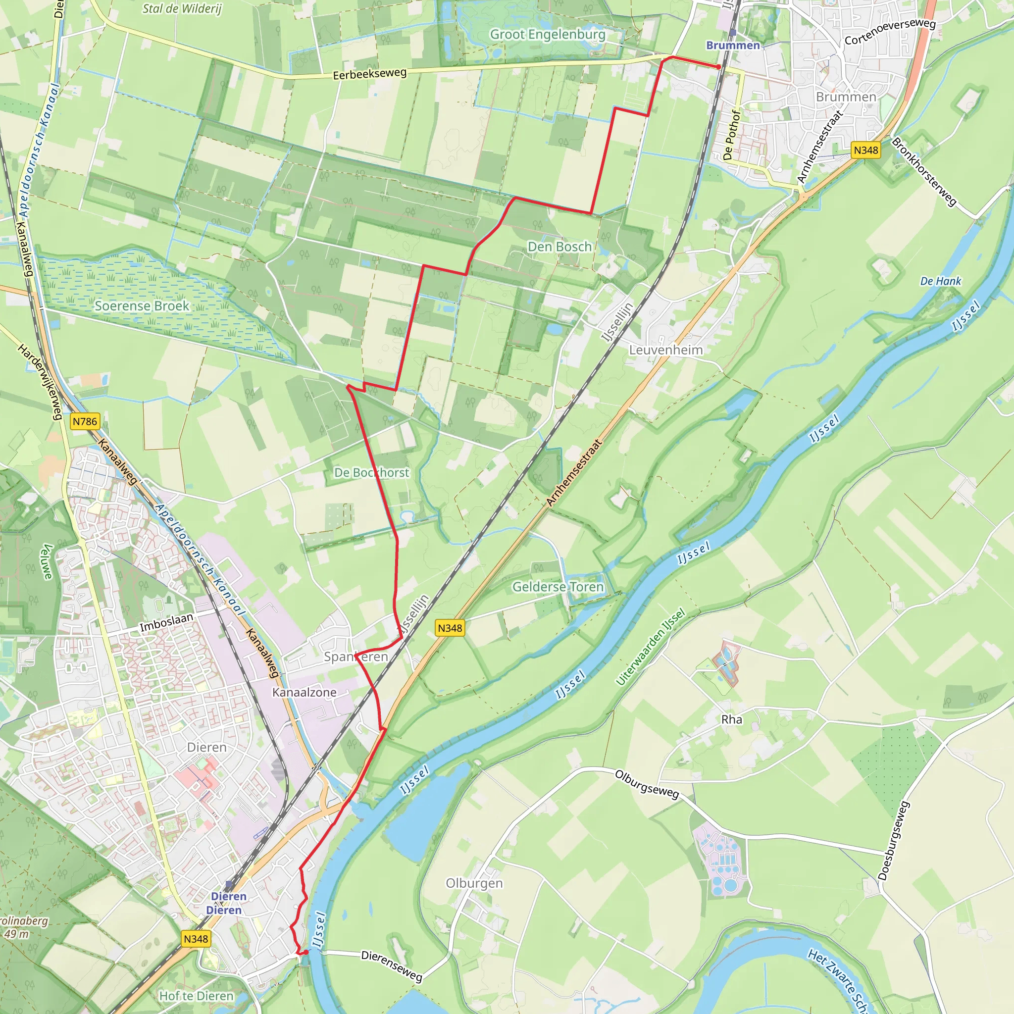 Brummen to Dieren via Dwars door Gelderland mobile static map