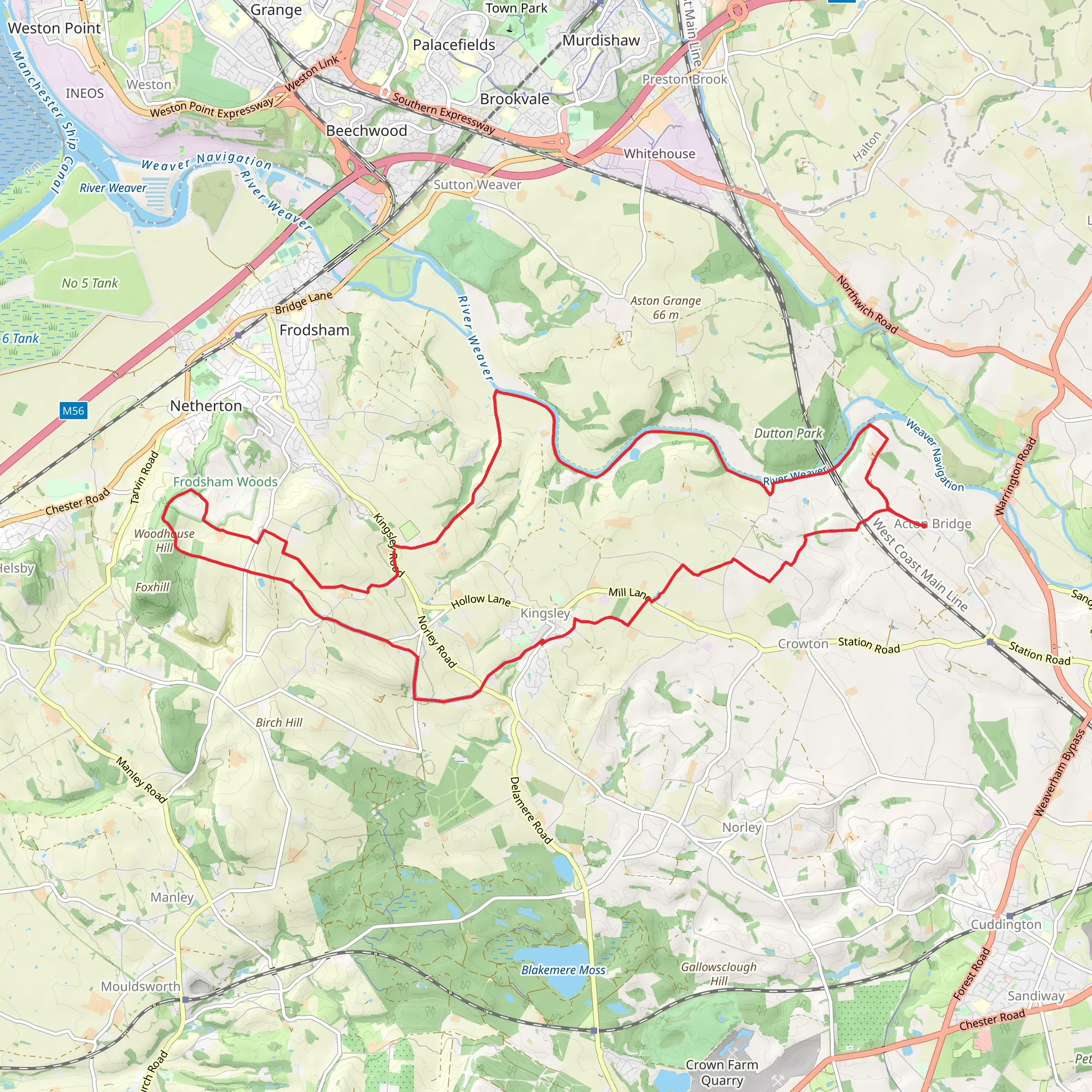 Acton Bridge - Woodhouse Hill and the River Weaver mobile static map