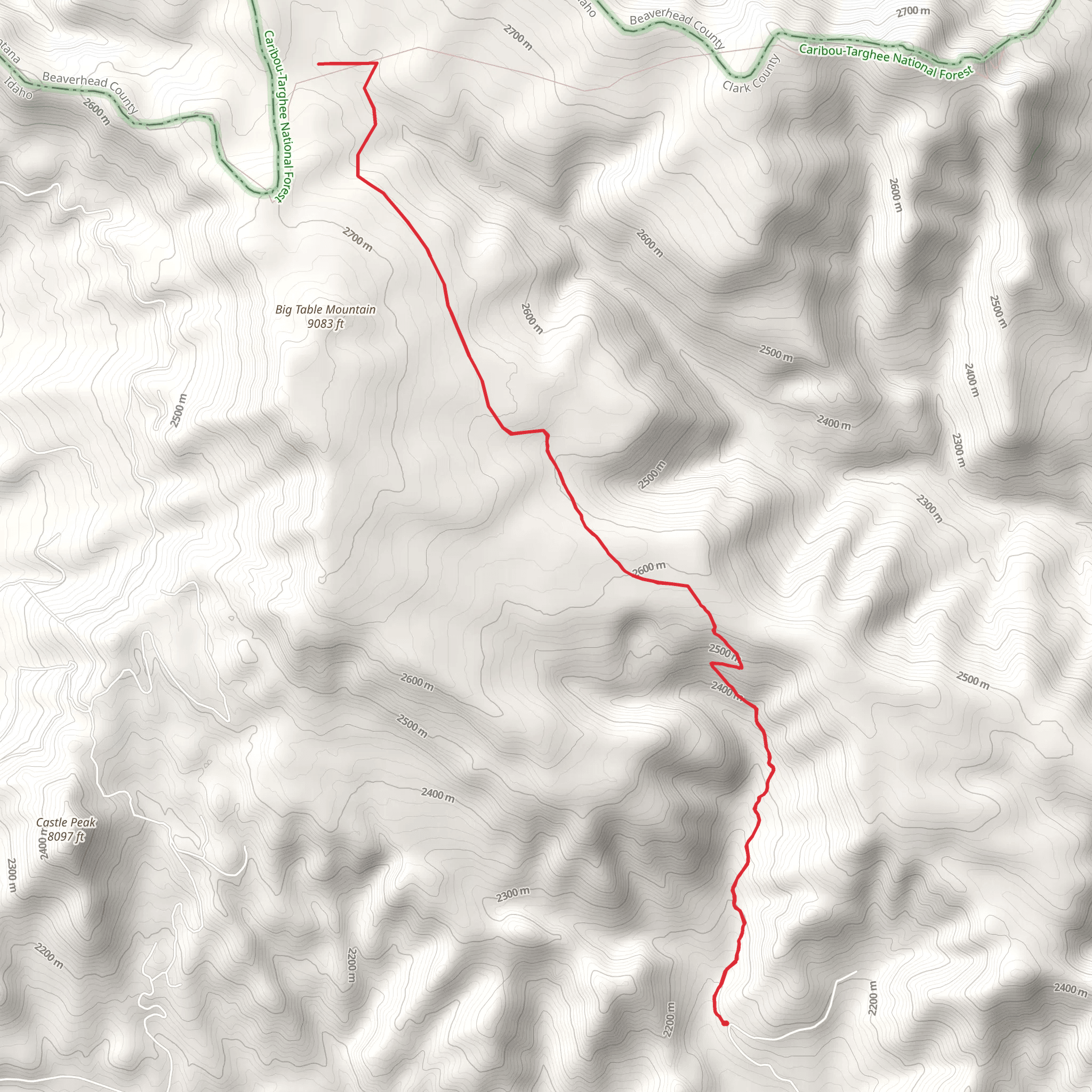 Big Table Mountain Trail mobile static map