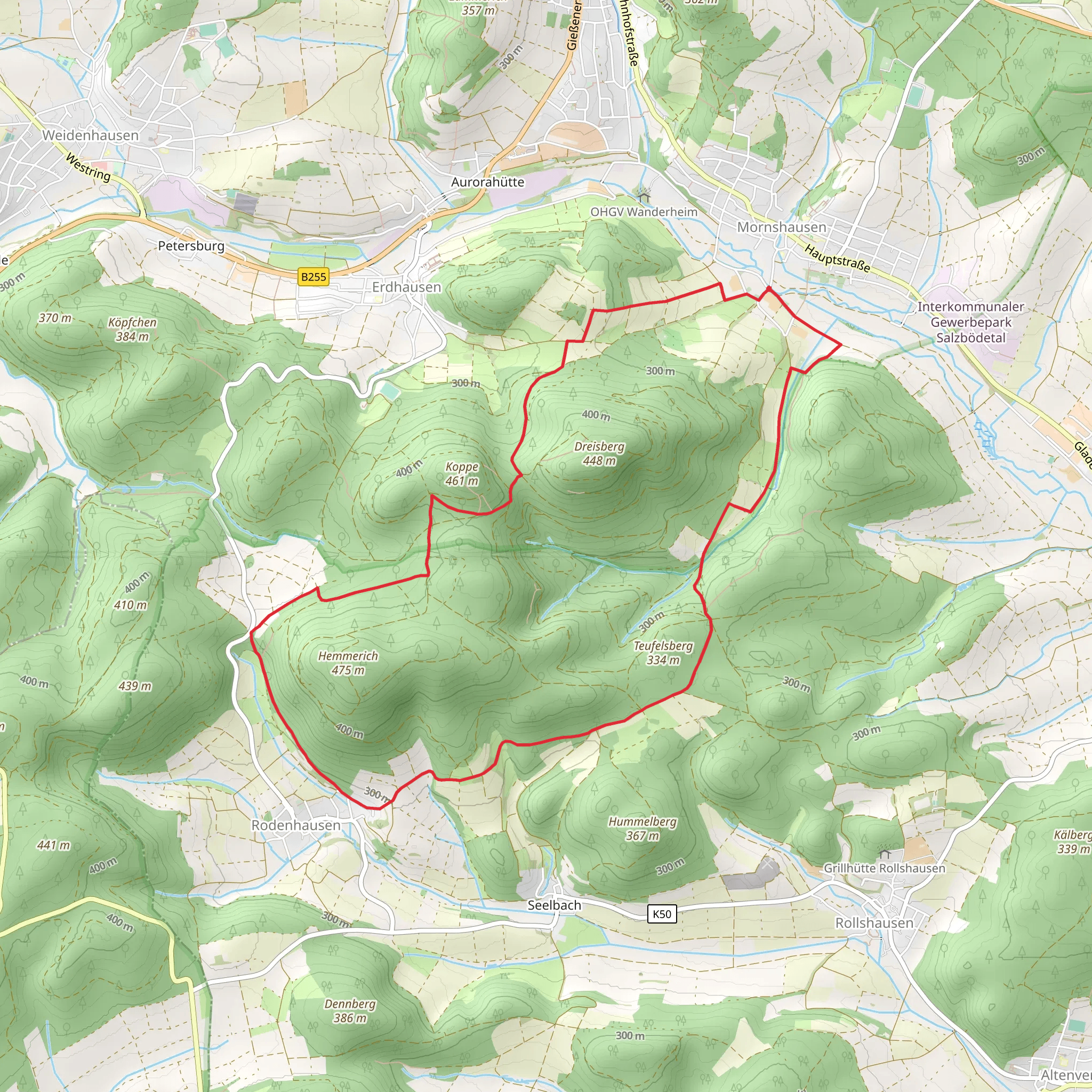 Teufelsberg and Rodenhausen Loop via Hessenweg 5 mobile static map
