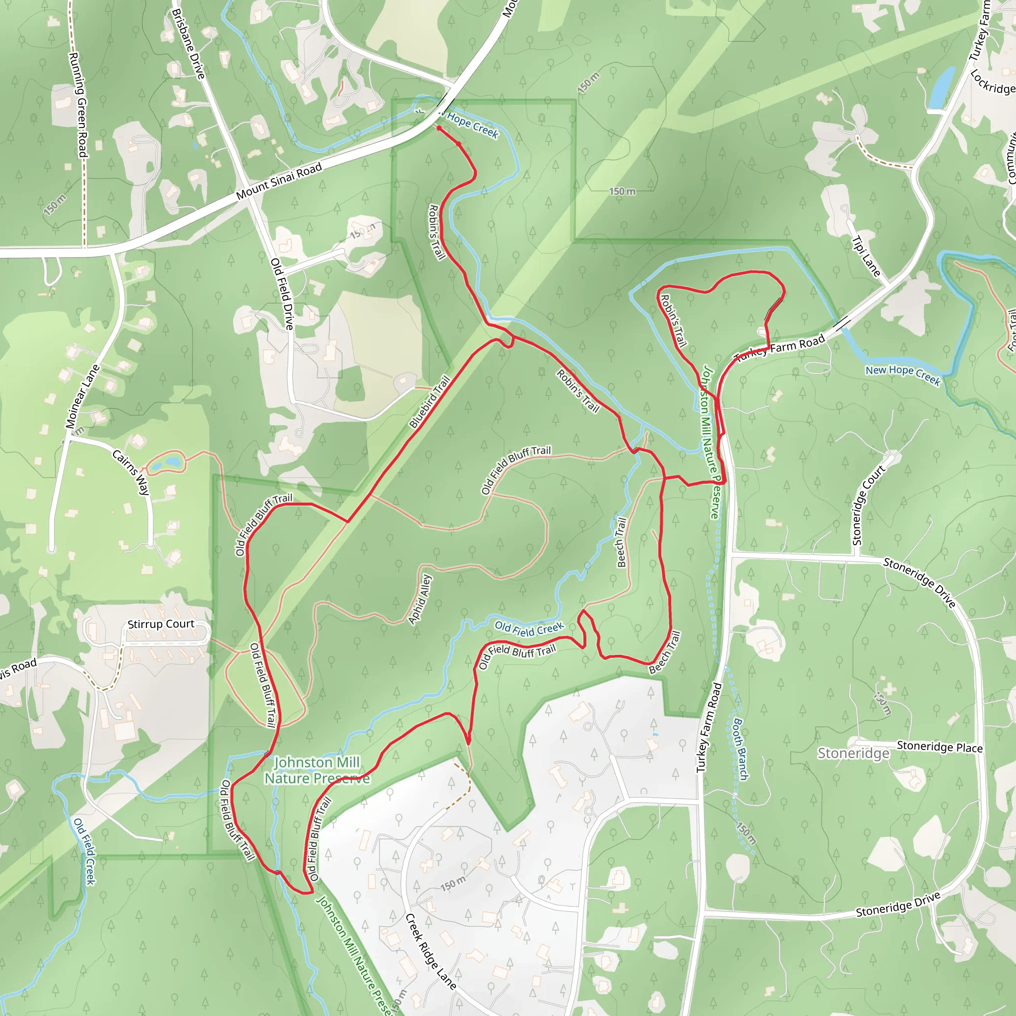Old Field Bluff Trail and Robin's Trail mobile static map