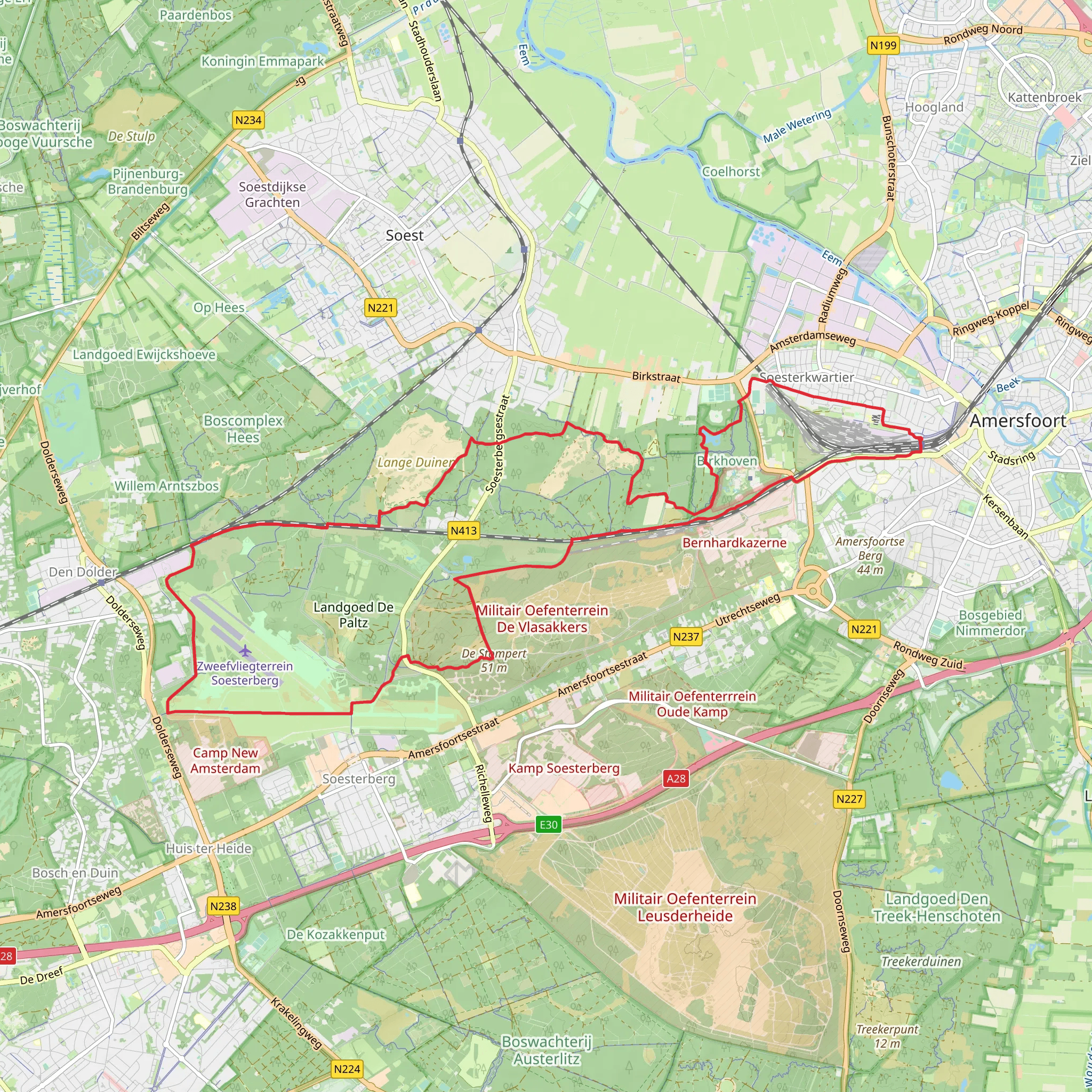 Heezerspoor Oostzijde and Monnikenboschpad Loop mobile static map