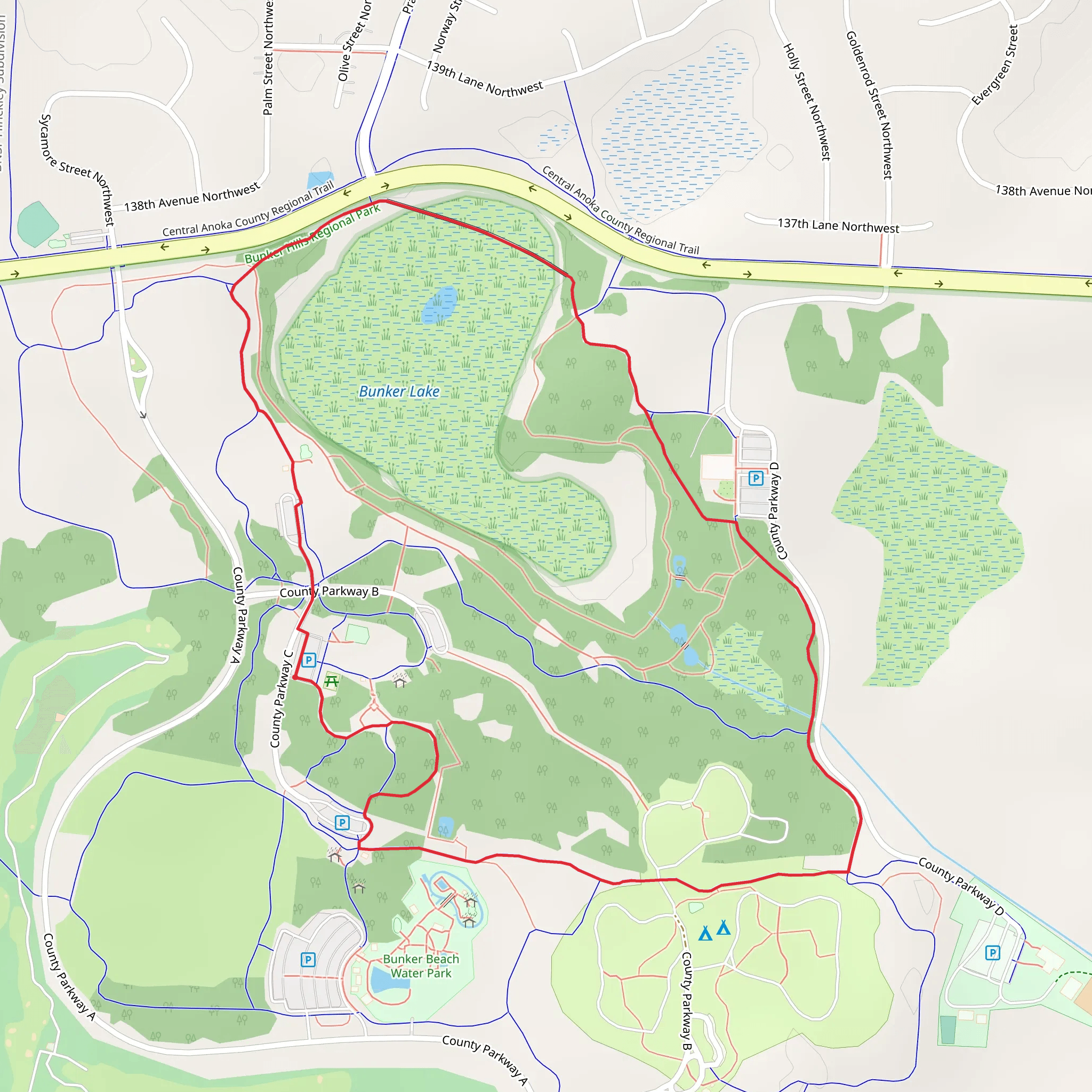 Bunker Lake Loop mobile static map