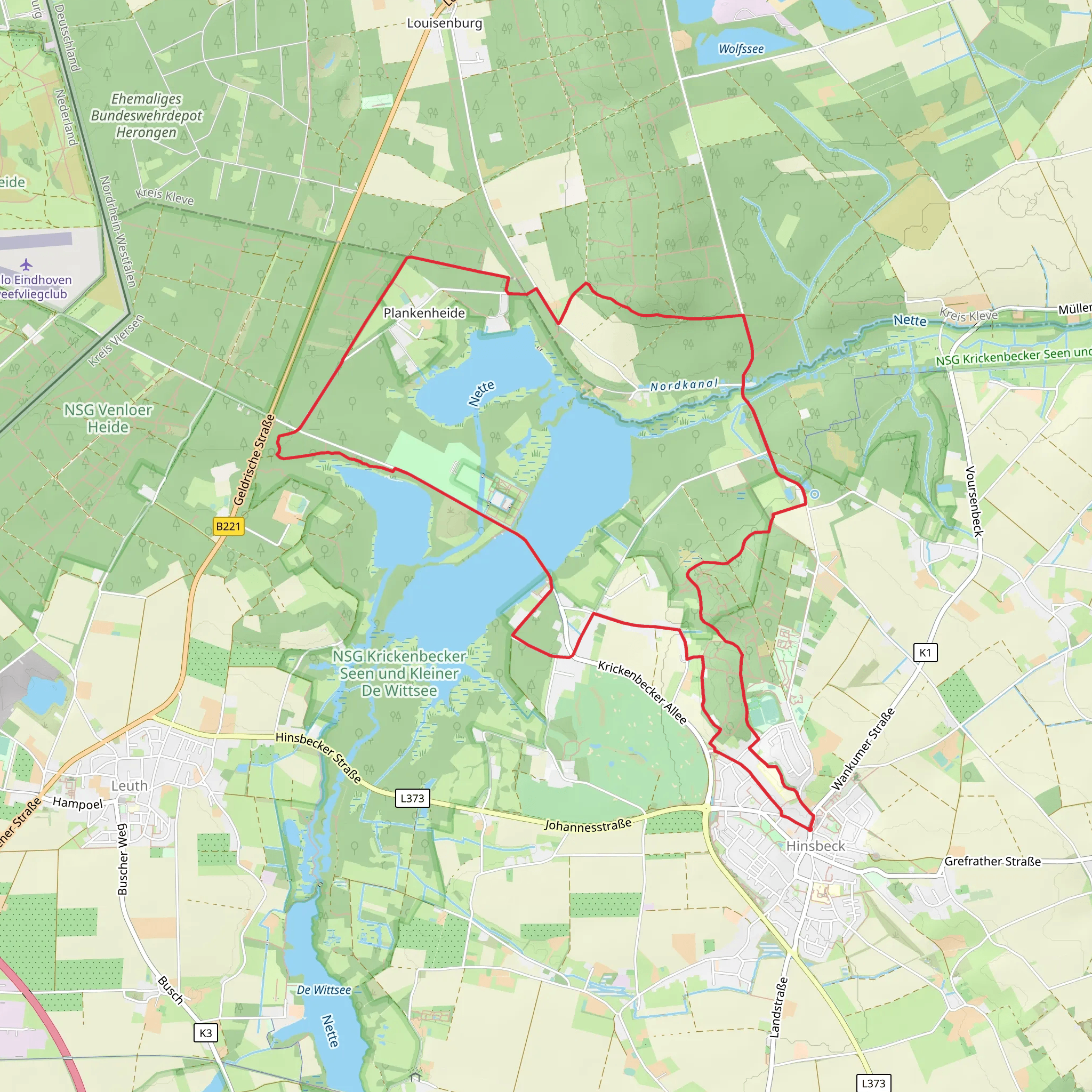 Glabbacher Bruch via Hinsbecker Hoehen mobile static map