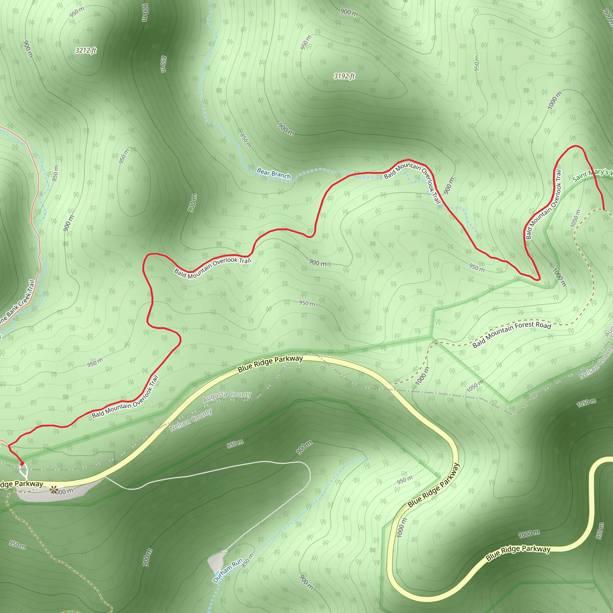 Bald Mountain Overlook Trail mobile static map