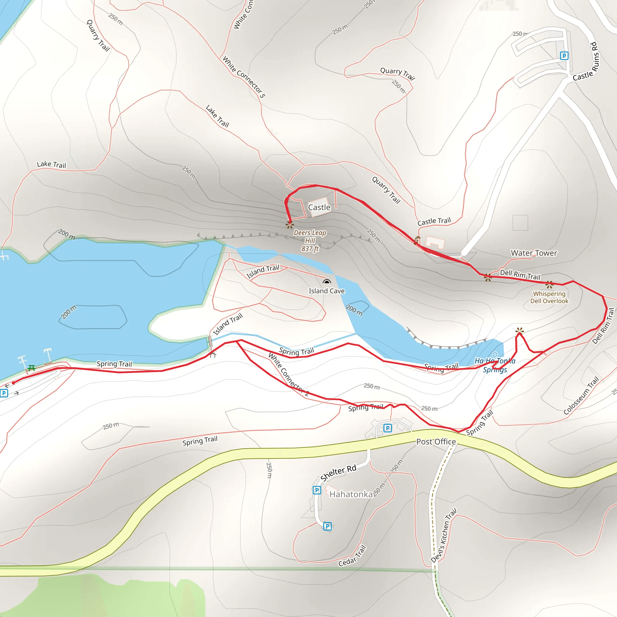 Deers Leap Hill - Spring Loop Trail mobile static map