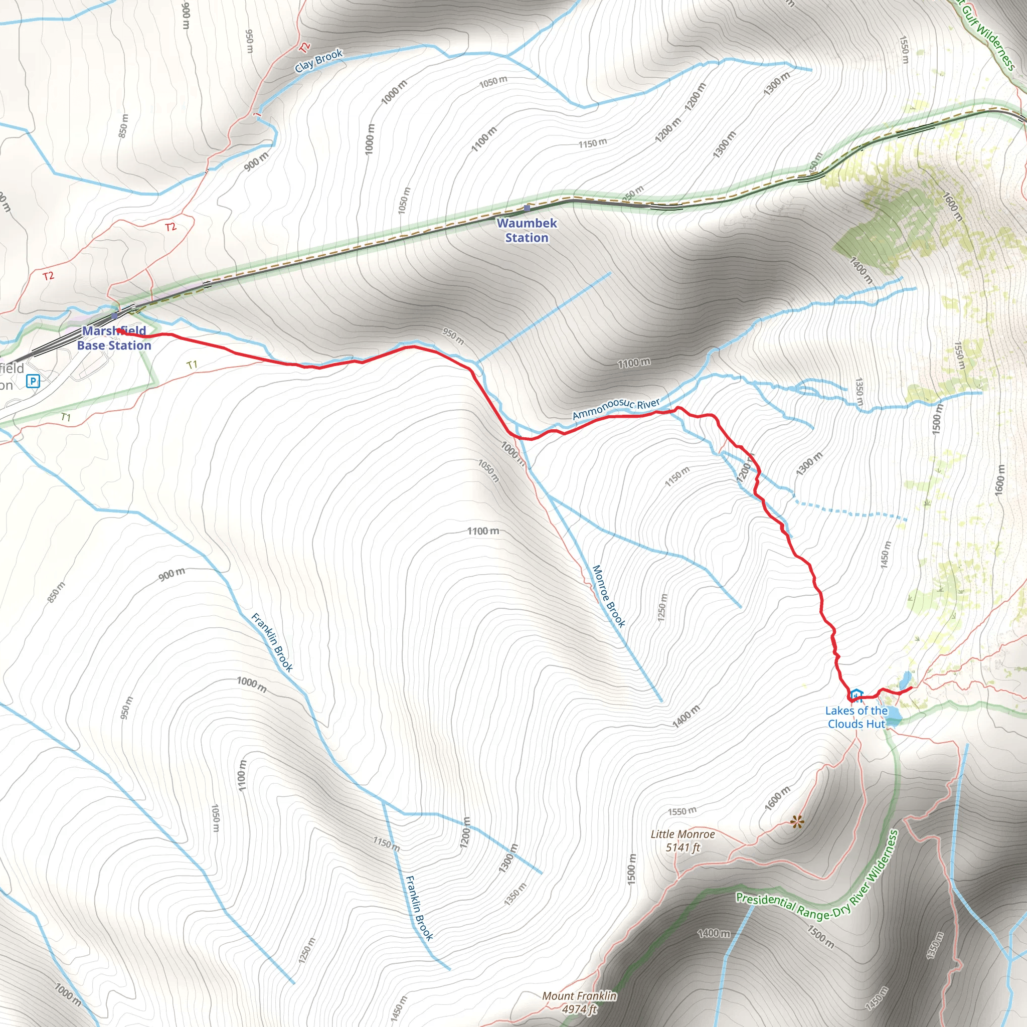 Upper and Lower Lake of the Clouds via Ammonoosuc Ravine Trail mobile static map