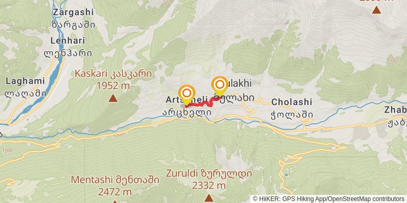 Mestia to Ushguli spur 1 Map