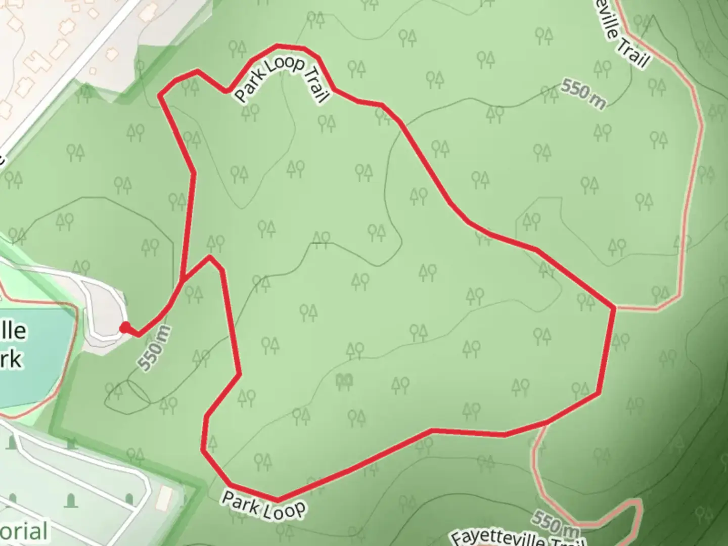 An image depicting the trail Park Loop Trail Loop and its surrounding area.
