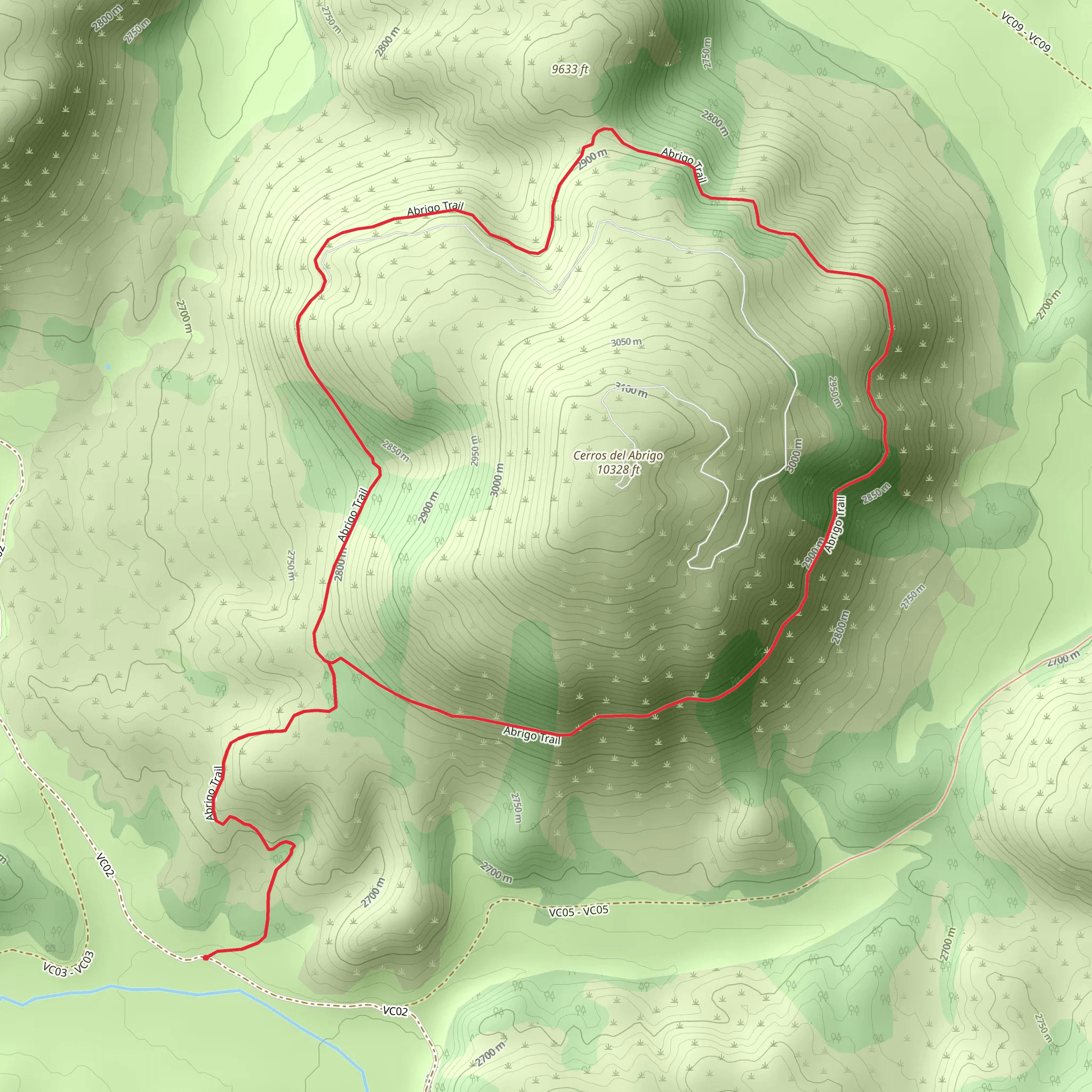 Cerros del Abrigo Loop mobile static map