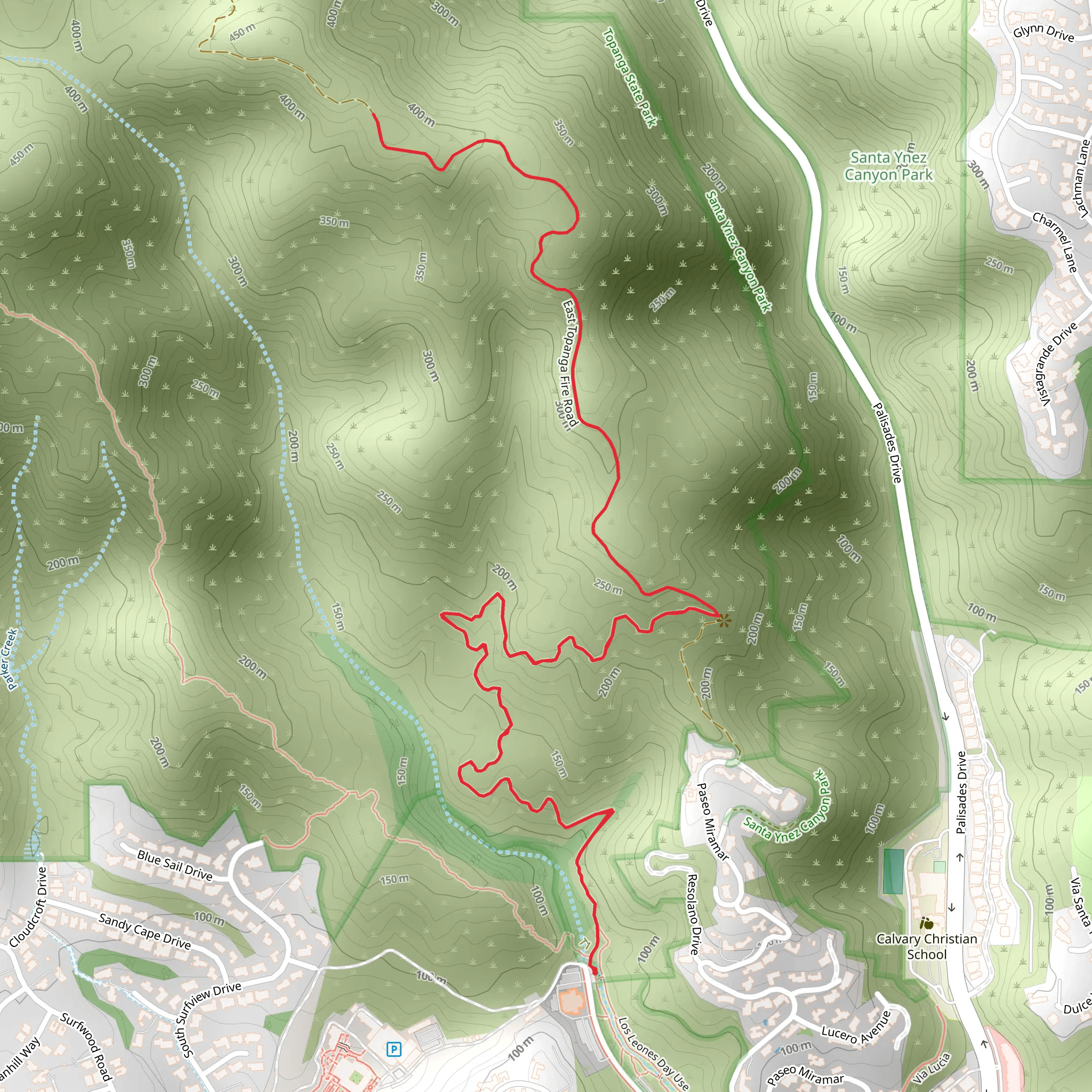 East Topanga Fire Road Trail Out and Back mobile static map