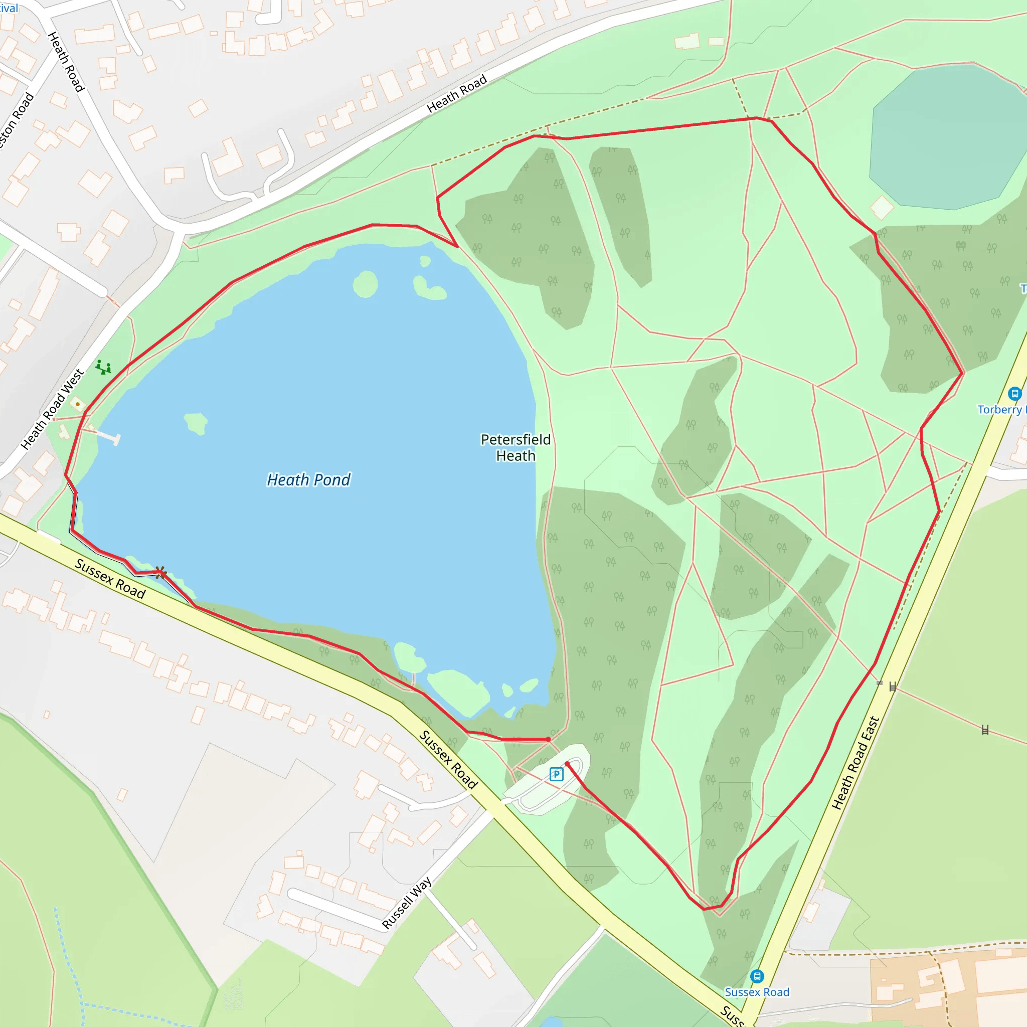 Heath Pond and Petersfield Heath Loop mobile static map