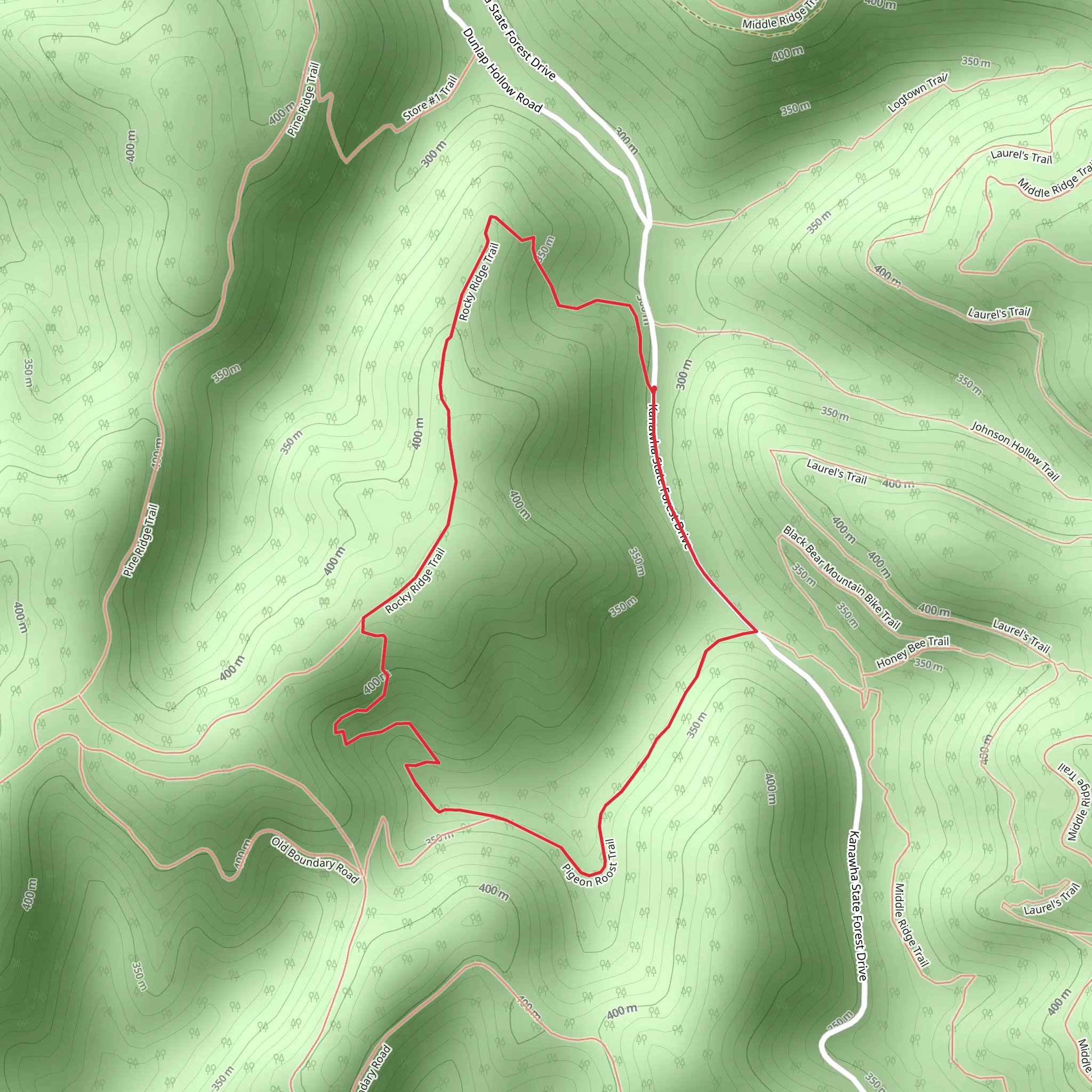Rocky Ridge Trail and Pigeon Roost Loop Trail mobile static map
