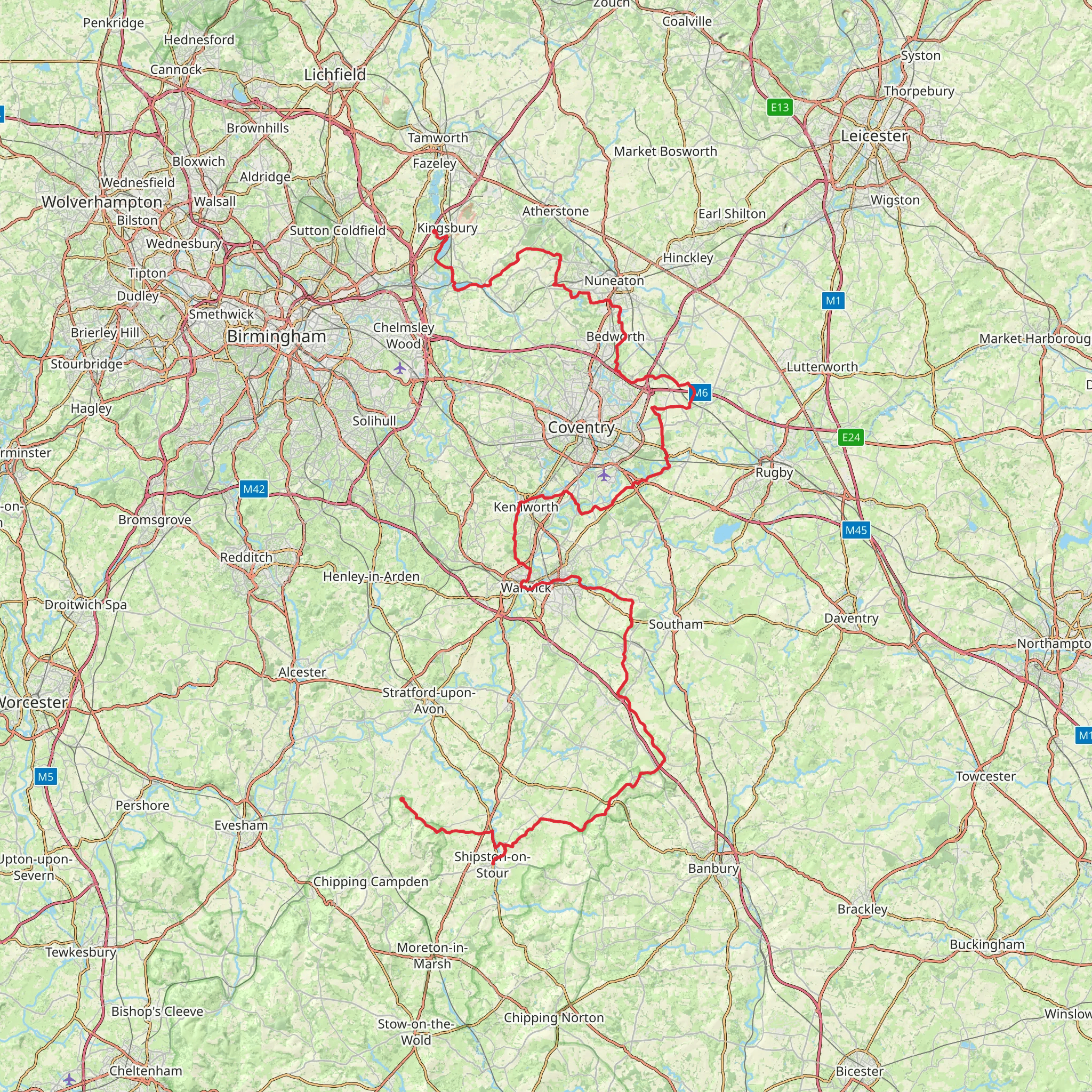 Warwickshire via Centenary Way mobile static map