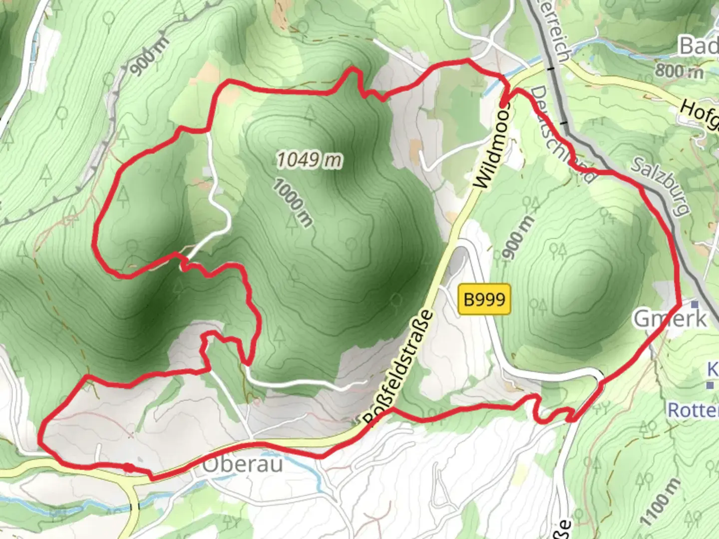 An image depicting the trail Kloiber, Frauenhof and Larchecker Wand Loop and its surrounding area.
