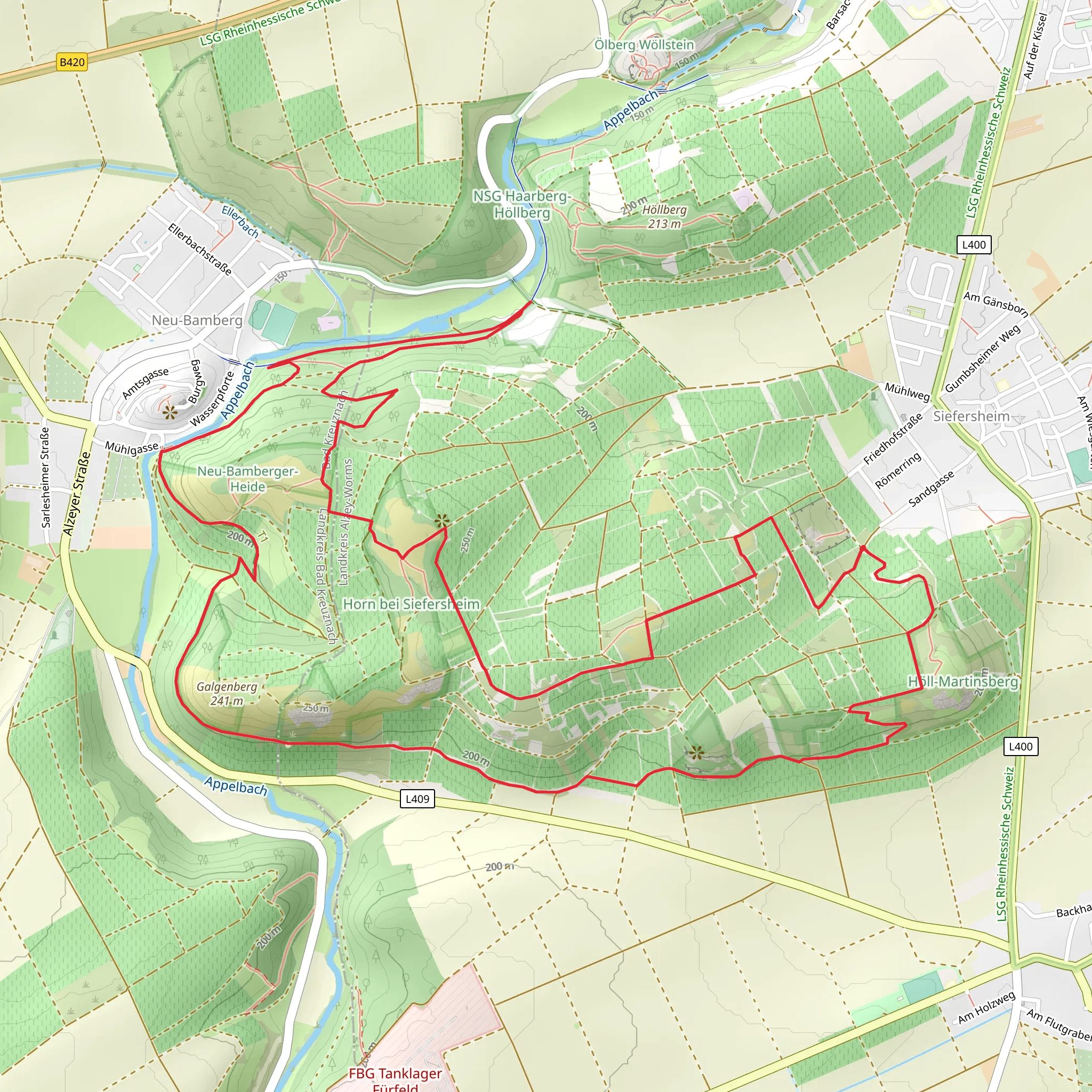 Horn Siefersgeimer Horn via Ehem Bahnstrecker Sprendlingen Fuerfeld mobile static map