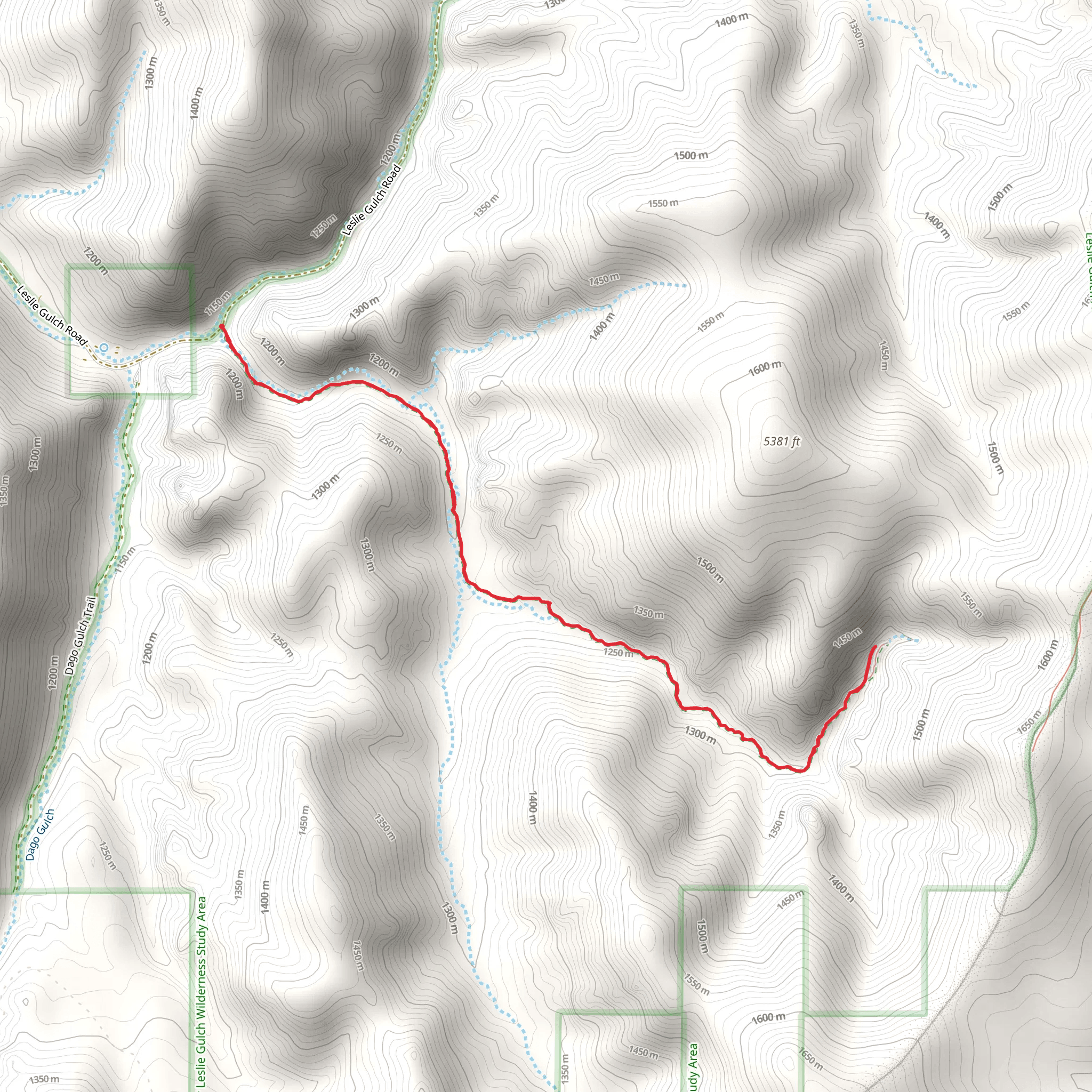 Upper Leslie Gulch Trail mobile static map