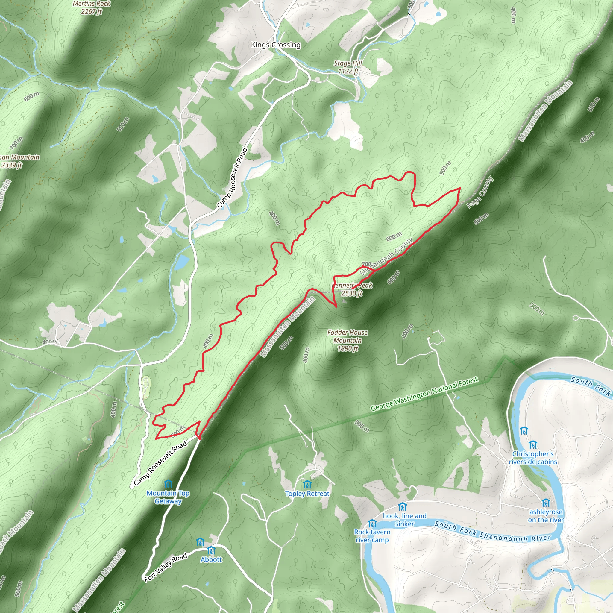 Kennedy Peak - Massanutten - Stephens Loop Trail mobile static map