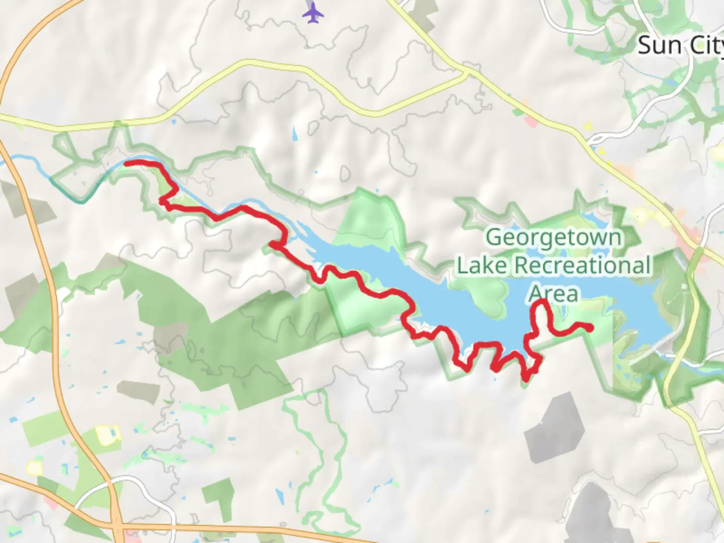 An image depicting the trail San Gabriel River and Good Water Trail and its surrounding area.