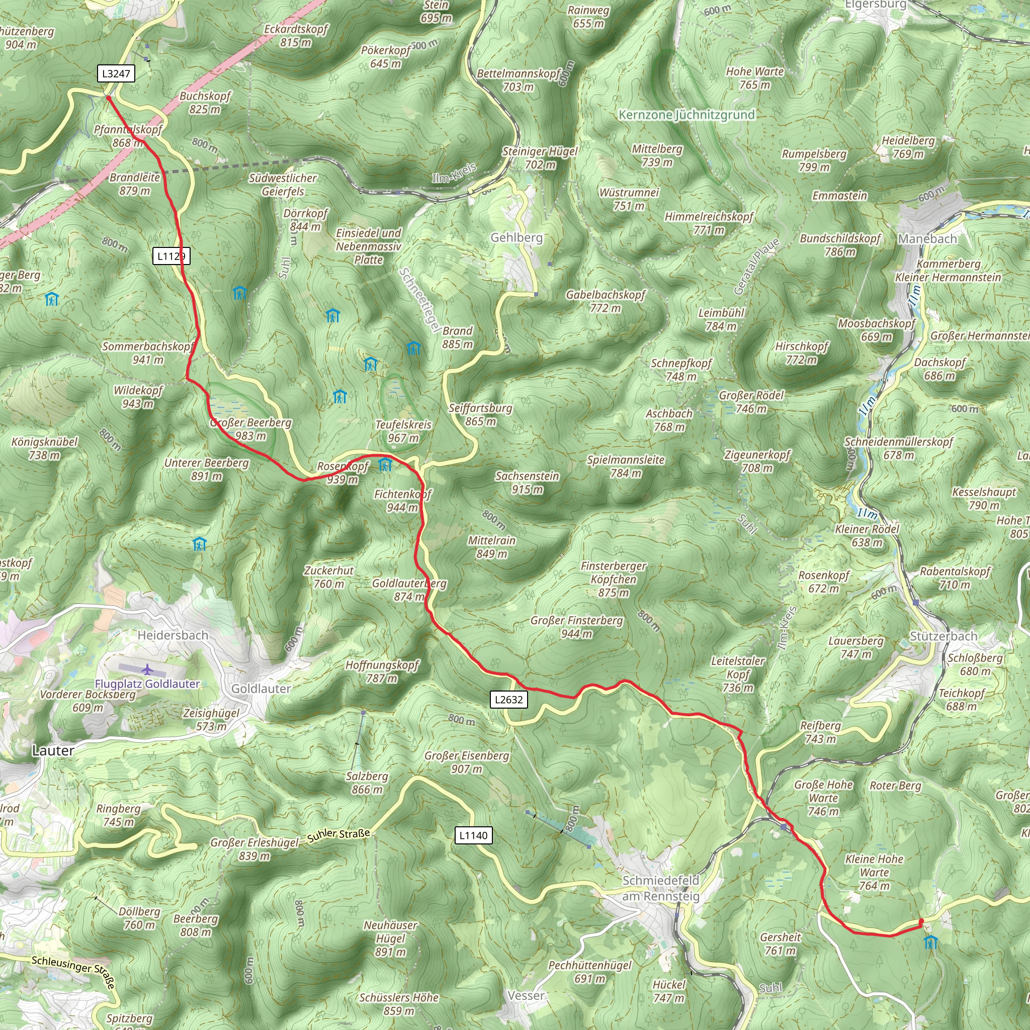 Rennsteighutten to Meisenhugel Walk mobile static map