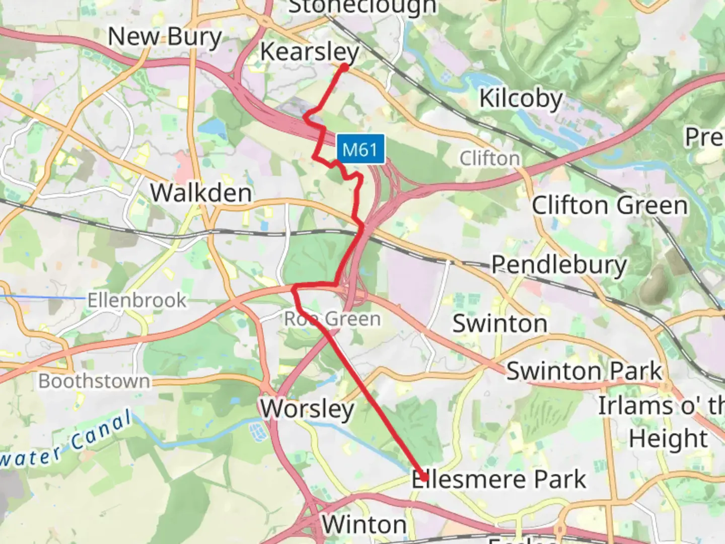 An image depicting the trail Kearsley to Monton Green Walk and its surrounding area.