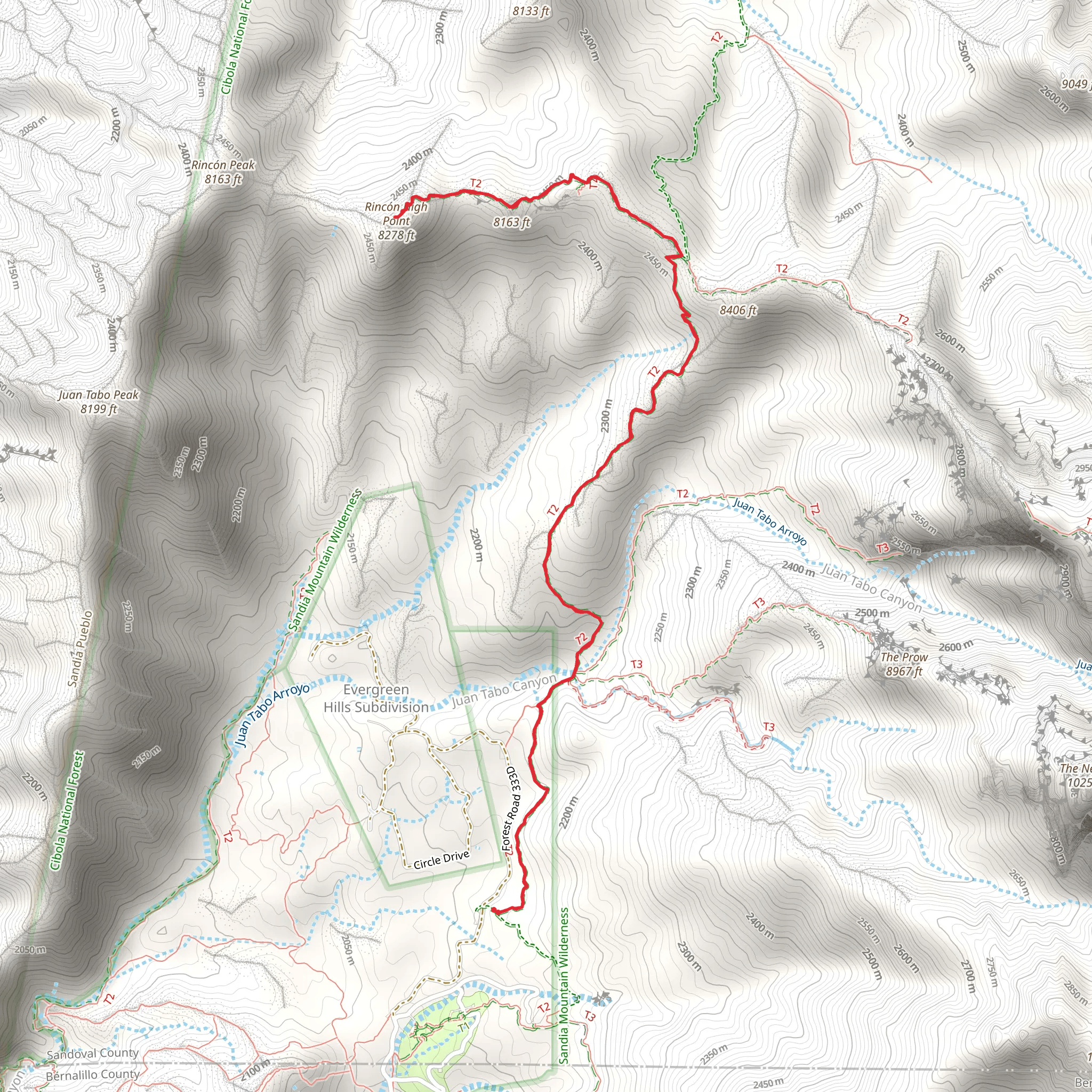 Piedra Lisa South Trail and Rincon Trail mobile static map