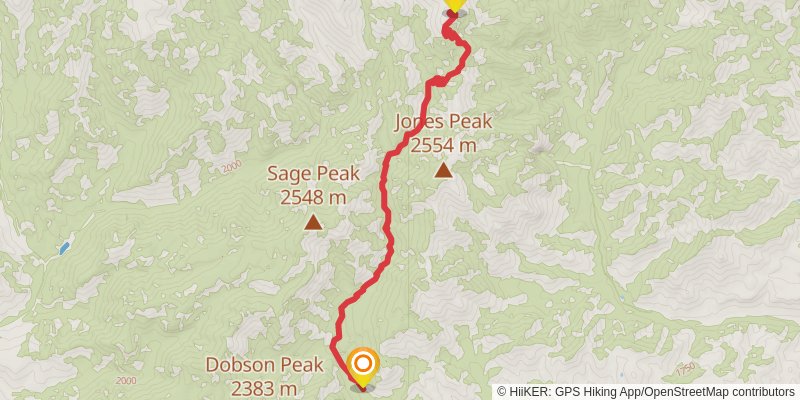 Sentinel Peak via Baker Canyon Trail stage 2 Map