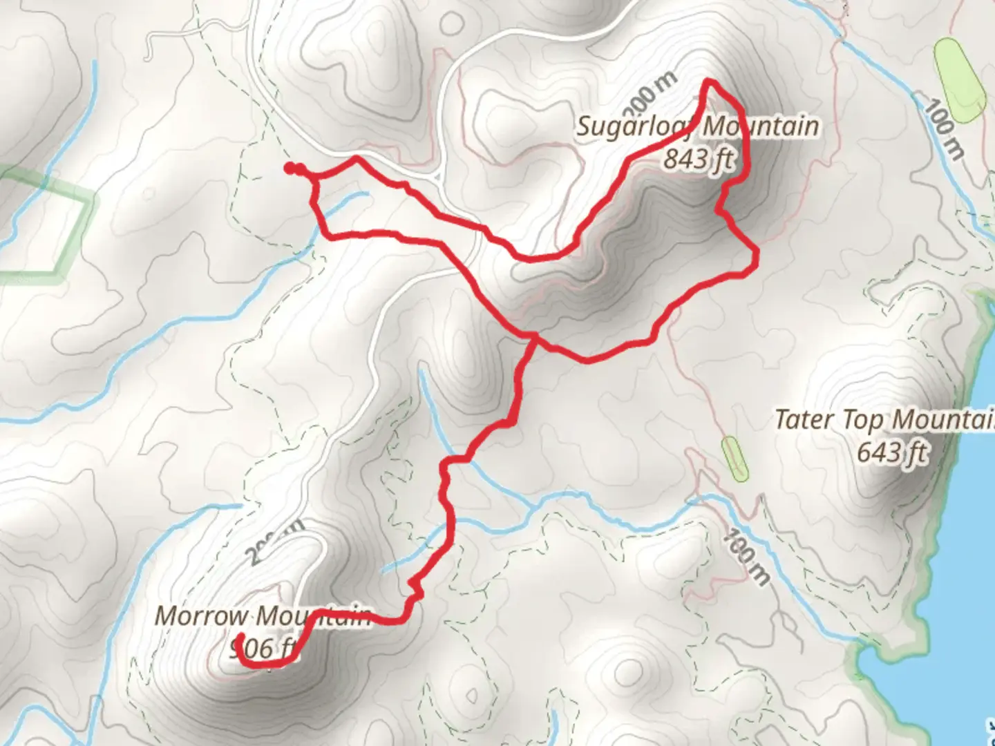 An image depicting the trail Morrow Mountain and Sugarloaf Mountain Loop and its surrounding area.