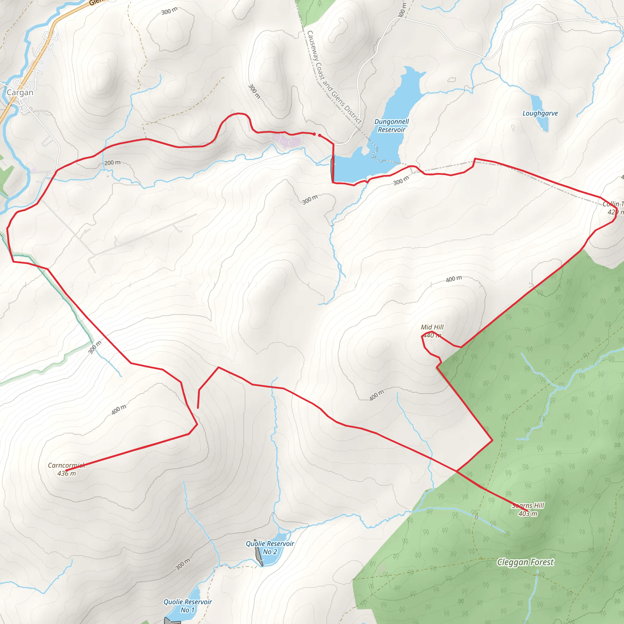 Collin Top and Carncormick Loop from Cargan mobile static map
