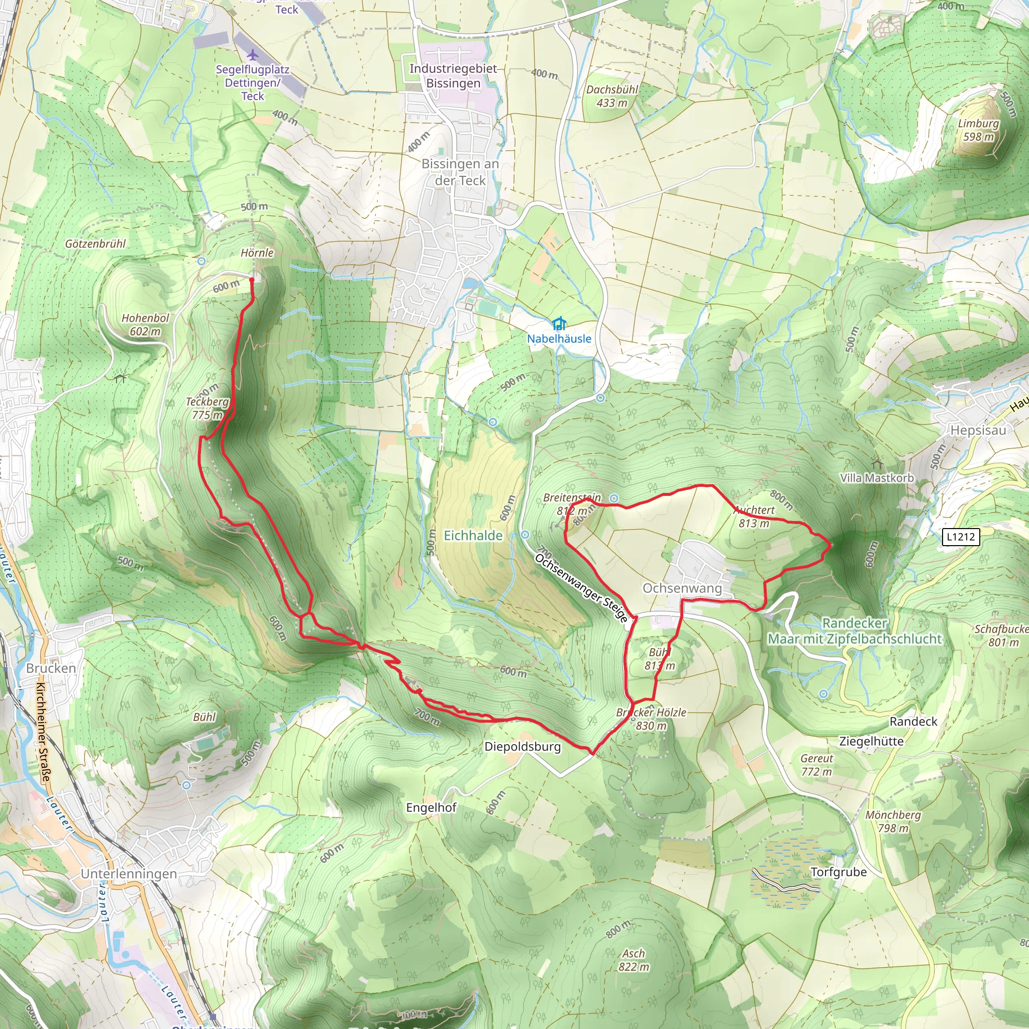 Teck and Ochsenwang Loop mobile static map