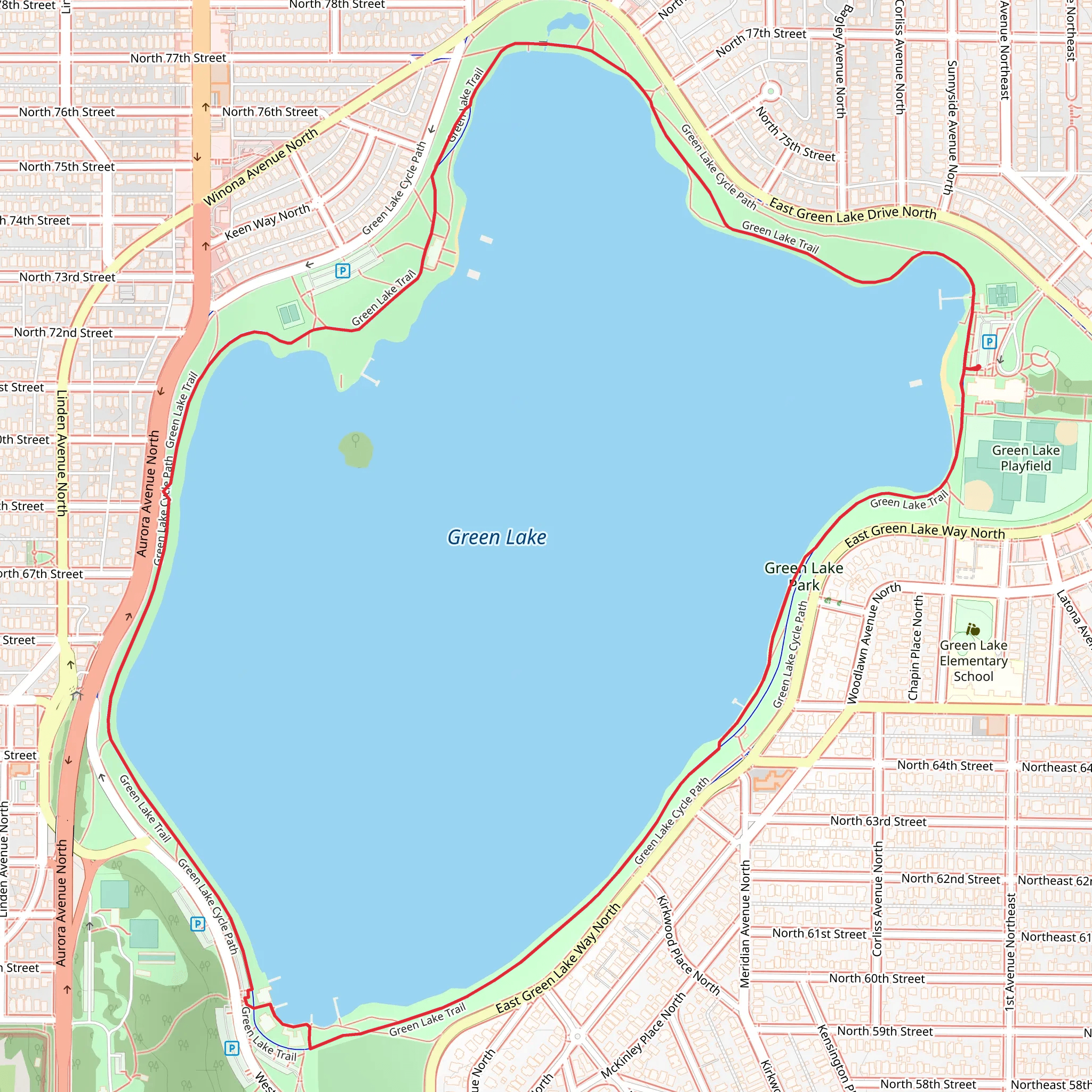Green Lake Loop mobile static map
