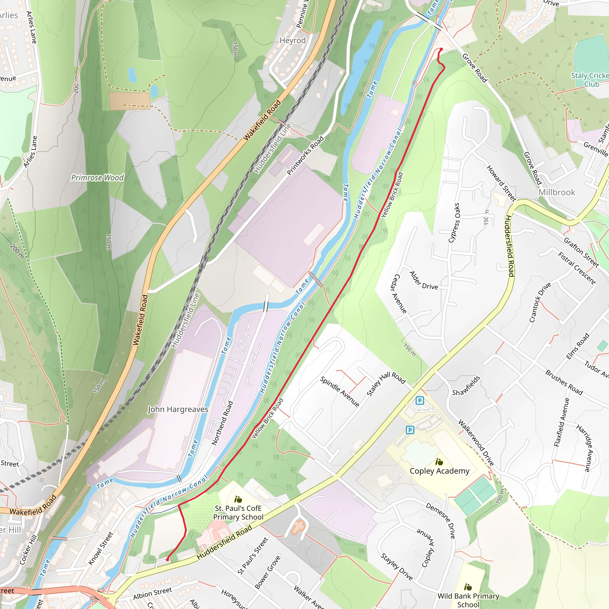 Huddersfield Narrow Canal Walk - Millbrook mobile static map