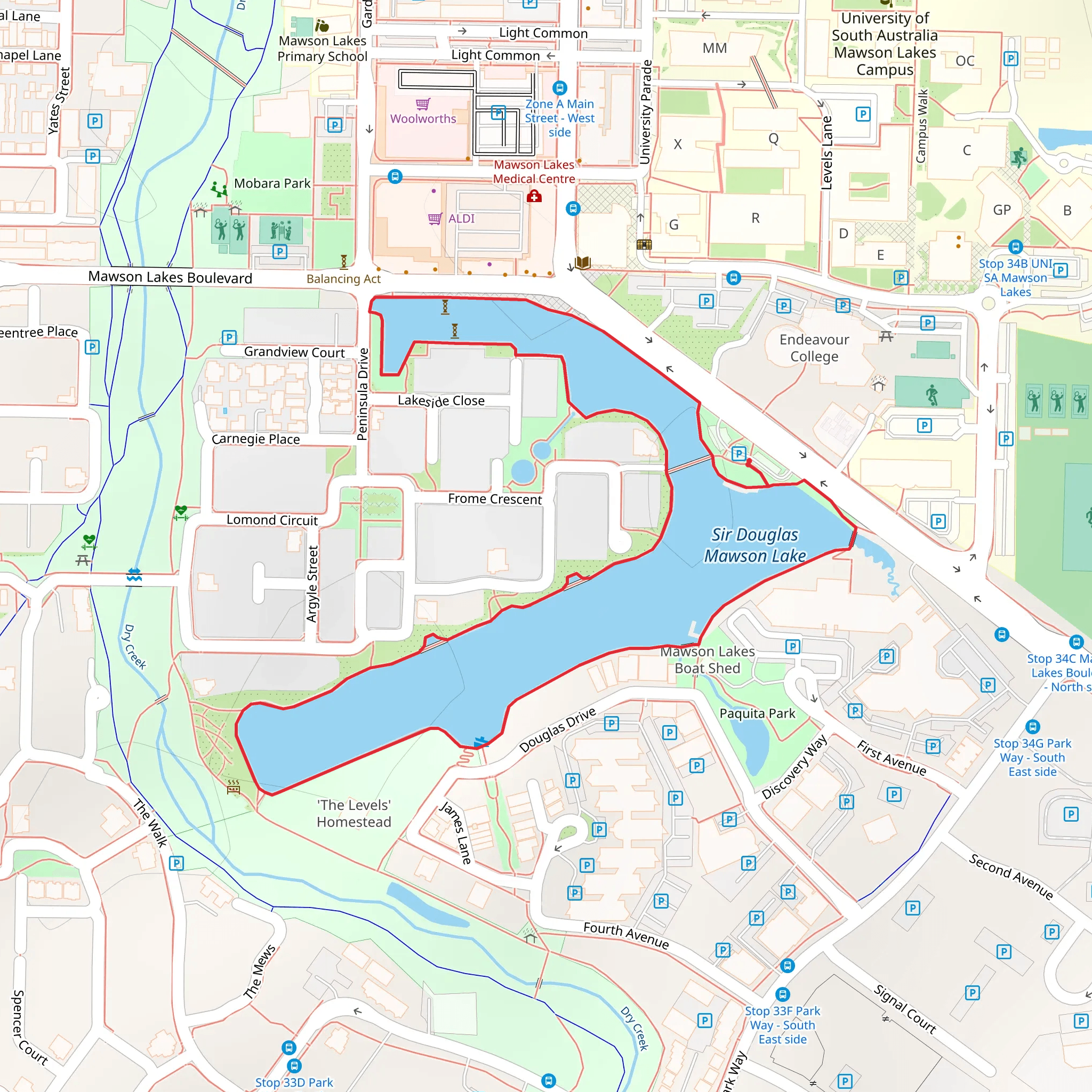 Mawson Lake Loop Track mobile static map