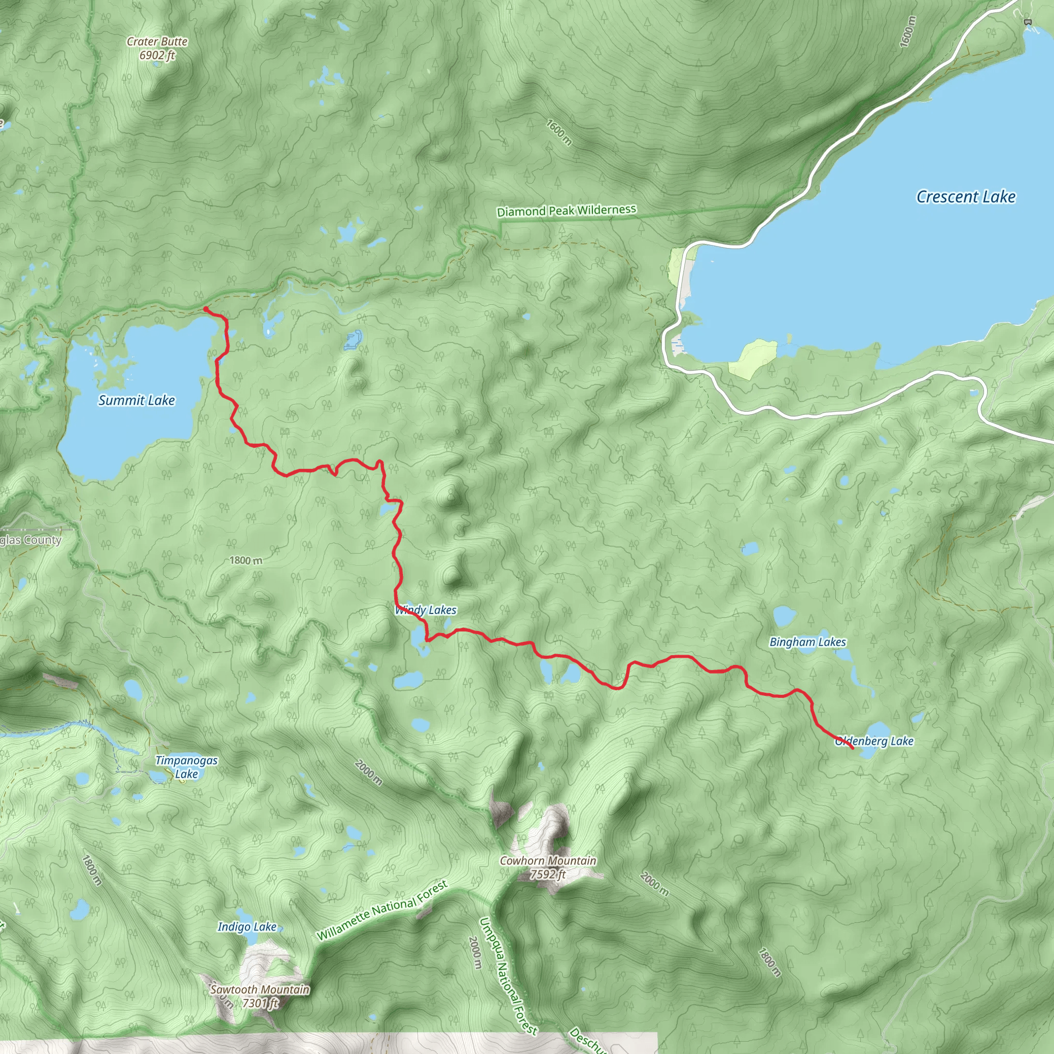 Summit Lake Trail mobile static map