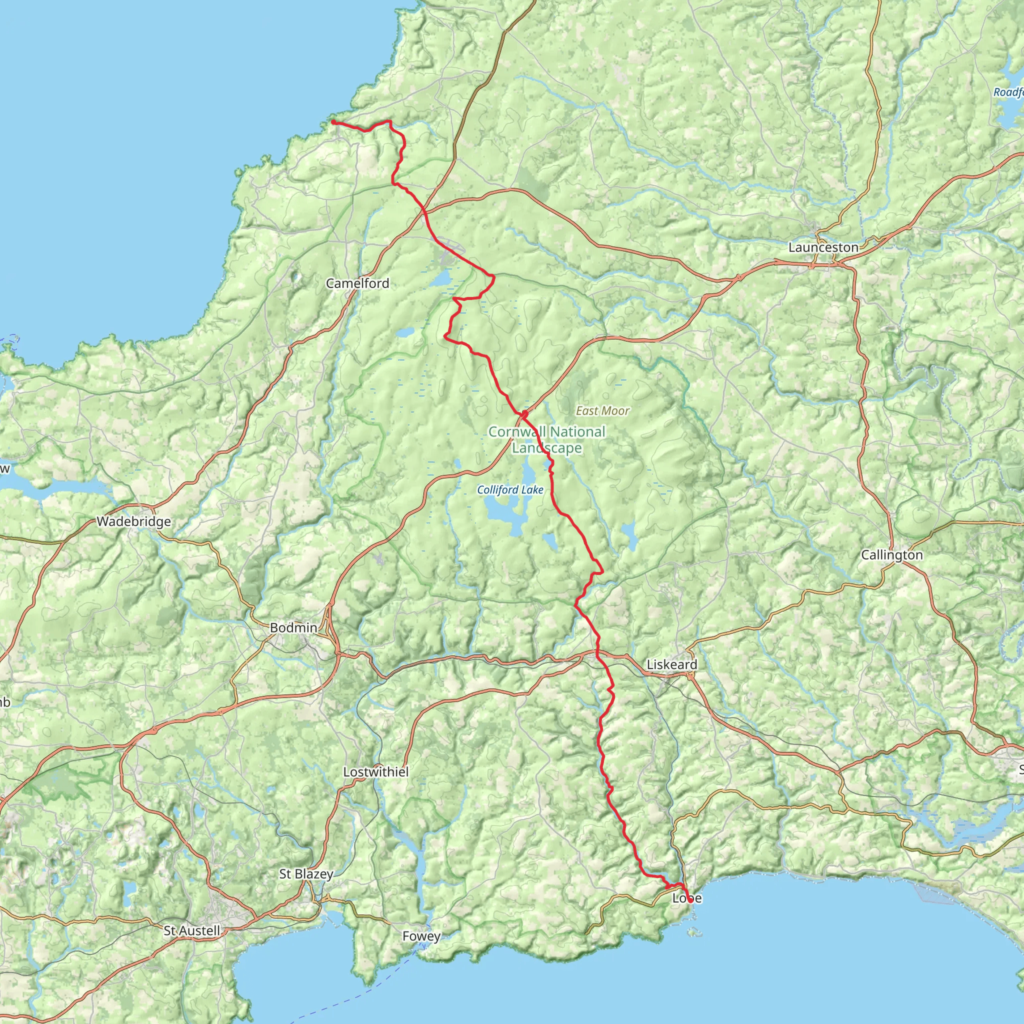 Boscastle to Looe Walk in Cornwall mobile static map