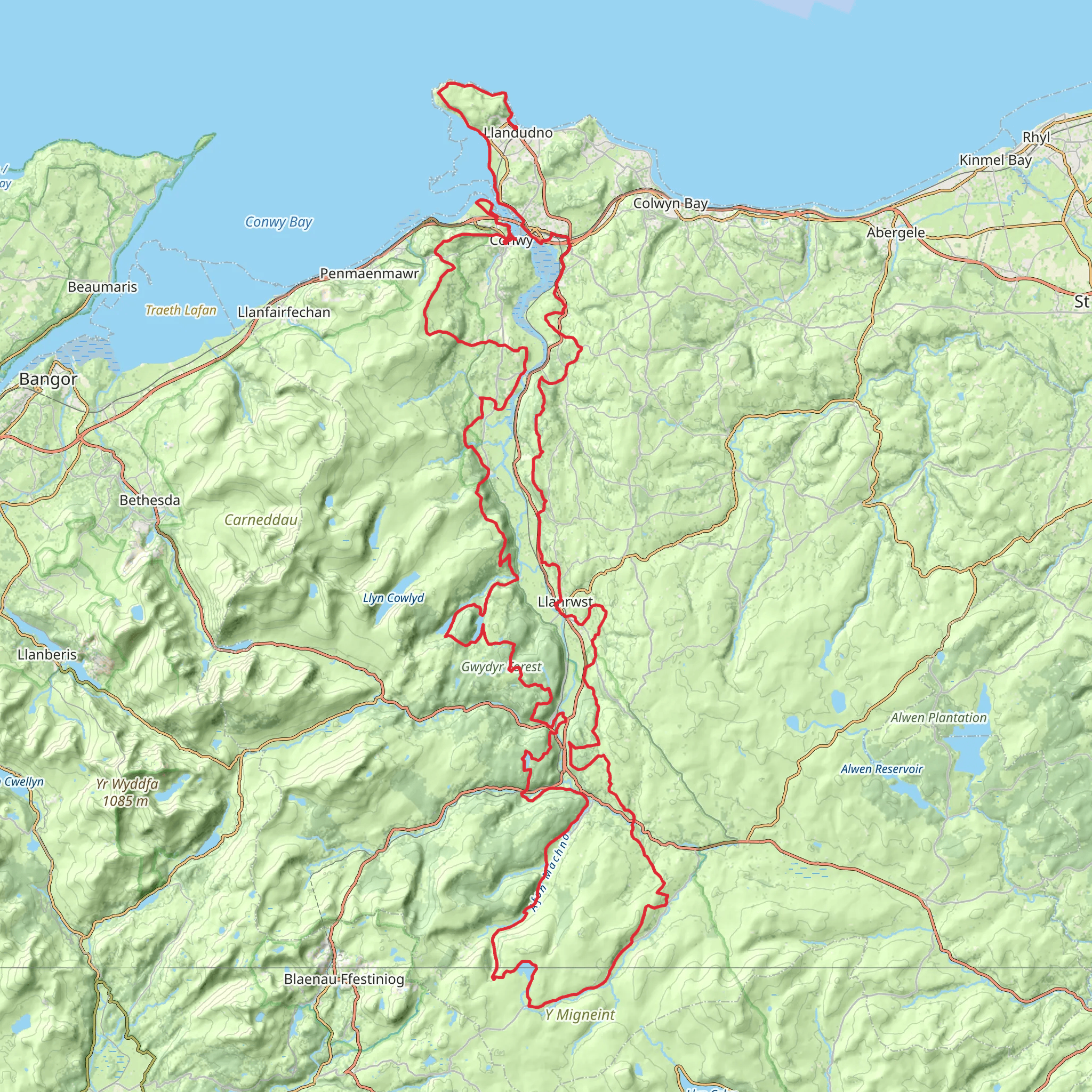 Conwy Valley Way mobile static map