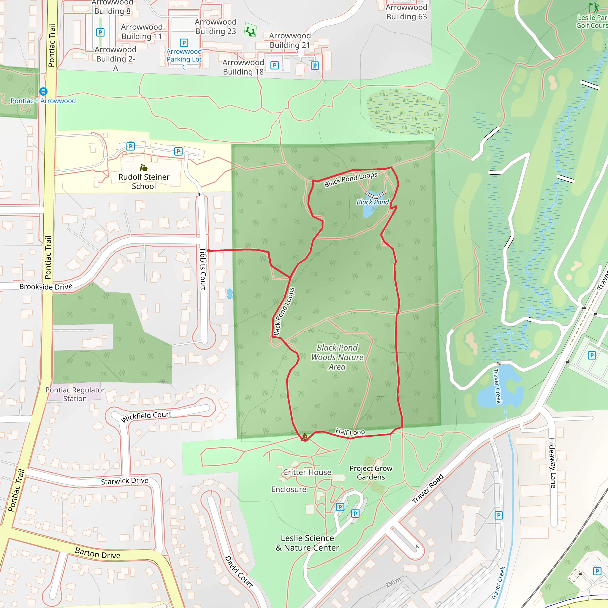Black Pond Woods Nature Area Loop mobile static map