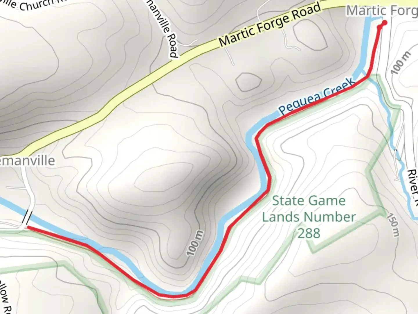 An image depicting the trail Pequea Creek from Martic Forge Road Out and Back and its surrounding area.