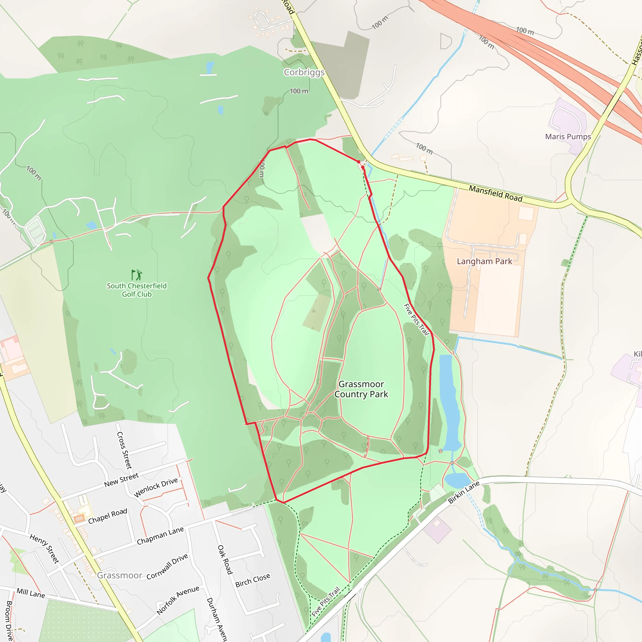Grassmoor Country Park Loop mobile static map