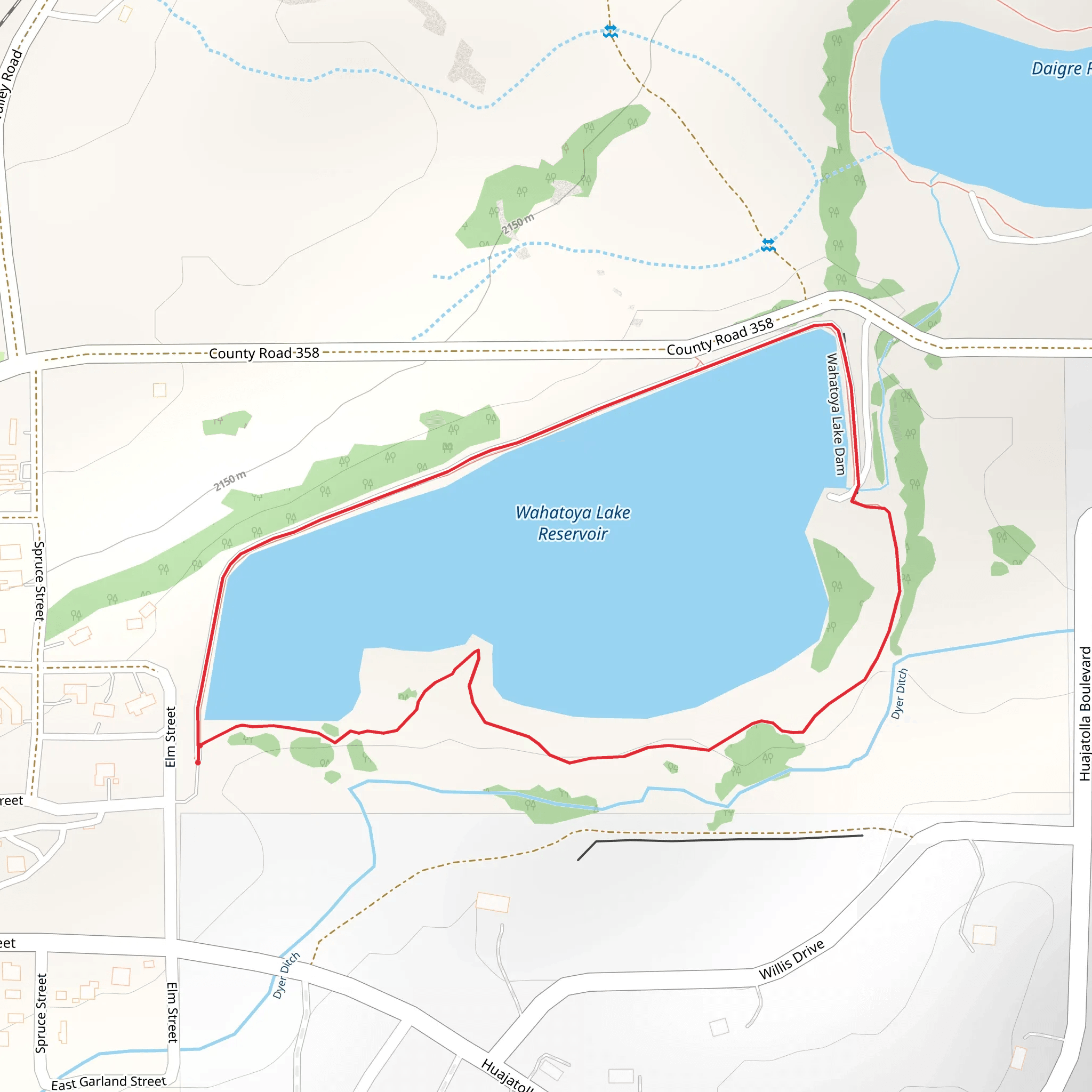 Wahatoya Lake Reservoir Loop mobile static map