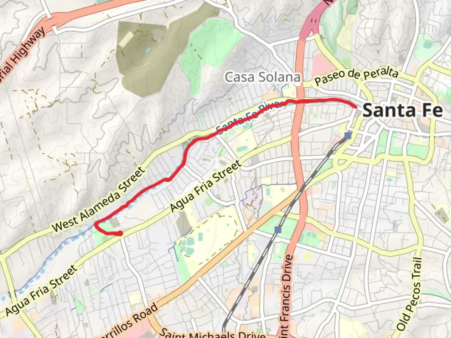 An image depicting the trail El Camino Real Hiking Trail via Frenchy's Field Park and its surrounding area.