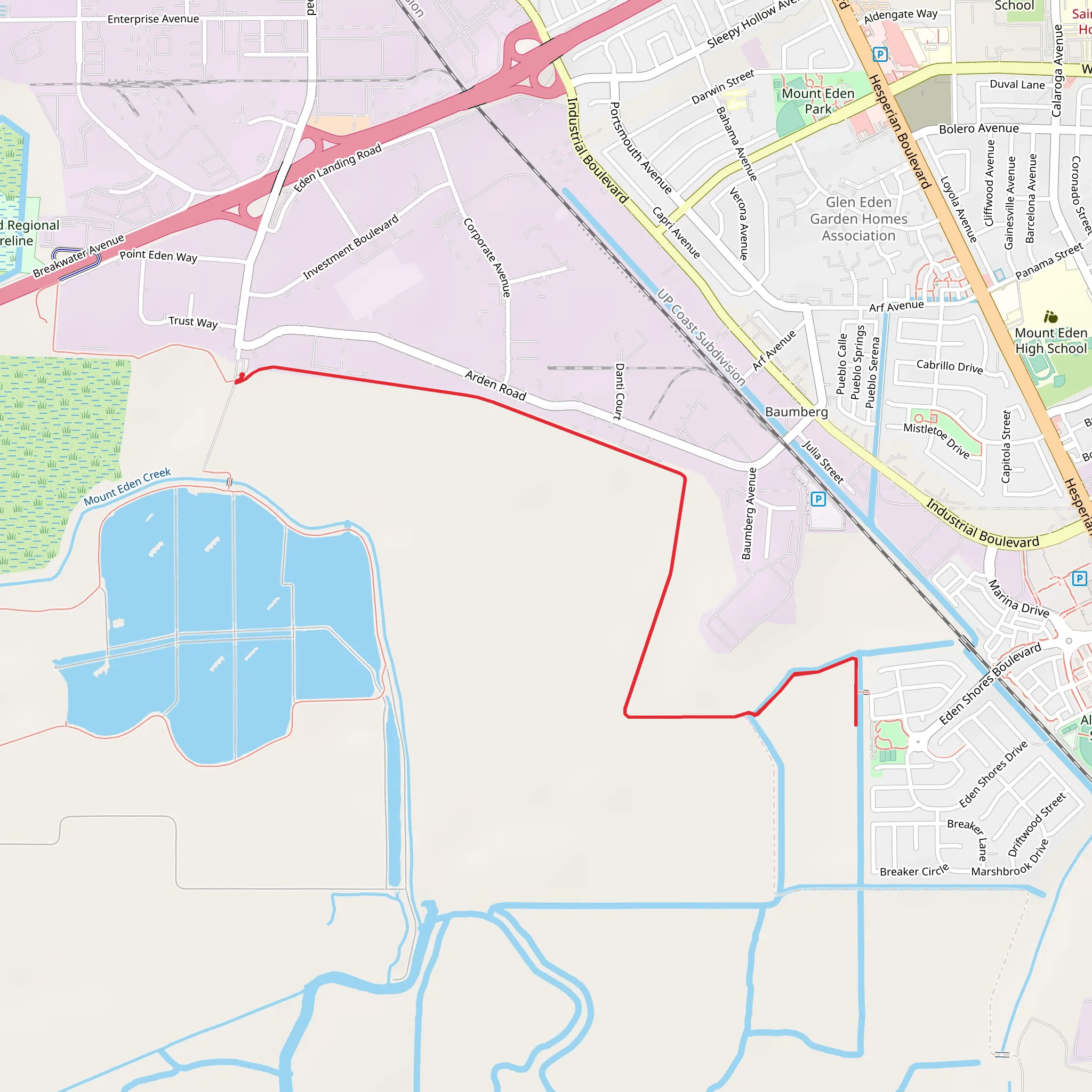 Walk to Gordon E Oliver Eden Shores Park mobile static map