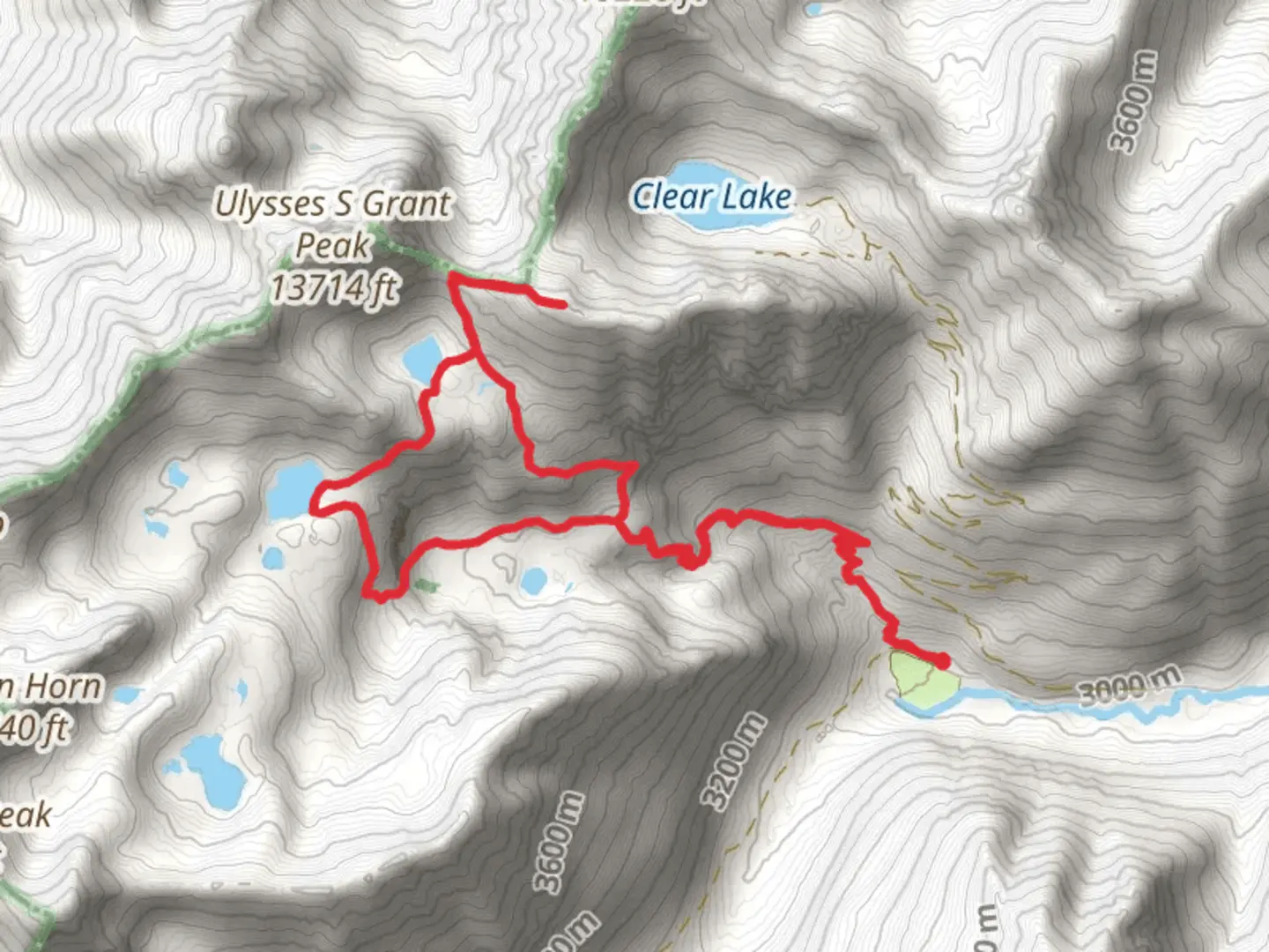 An image depicting the trail Ice and Island Lake Loop Trail and its surrounding area.