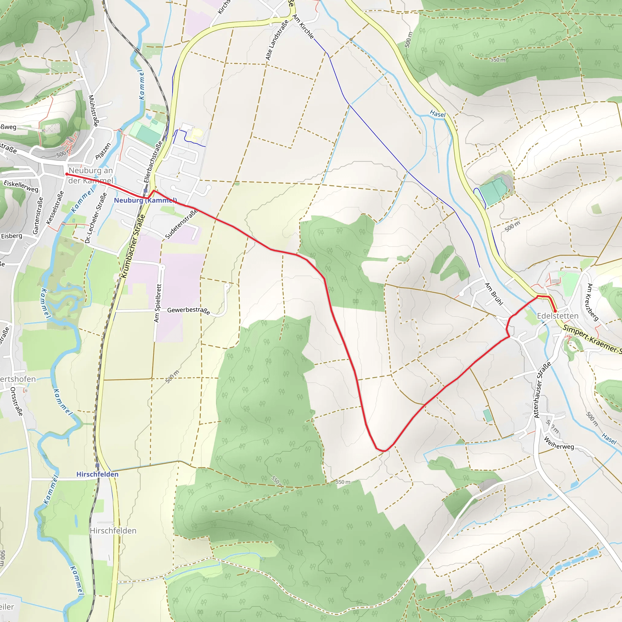 Edelstetten to Neuburg Walk mobile static map