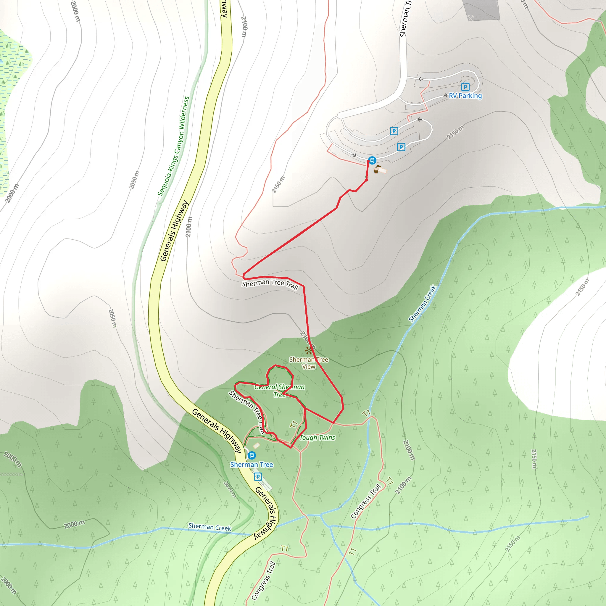 General Sherman Tree Trail mobile static map