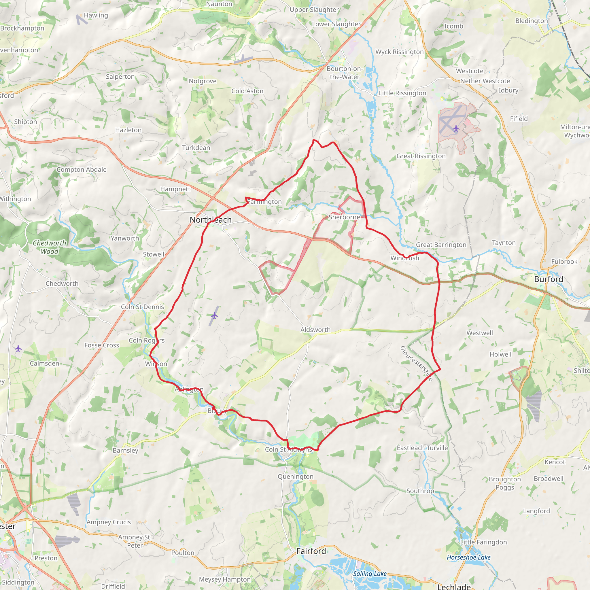 Bibury, Northleach and Clapton on the Hill Loop mobile static map