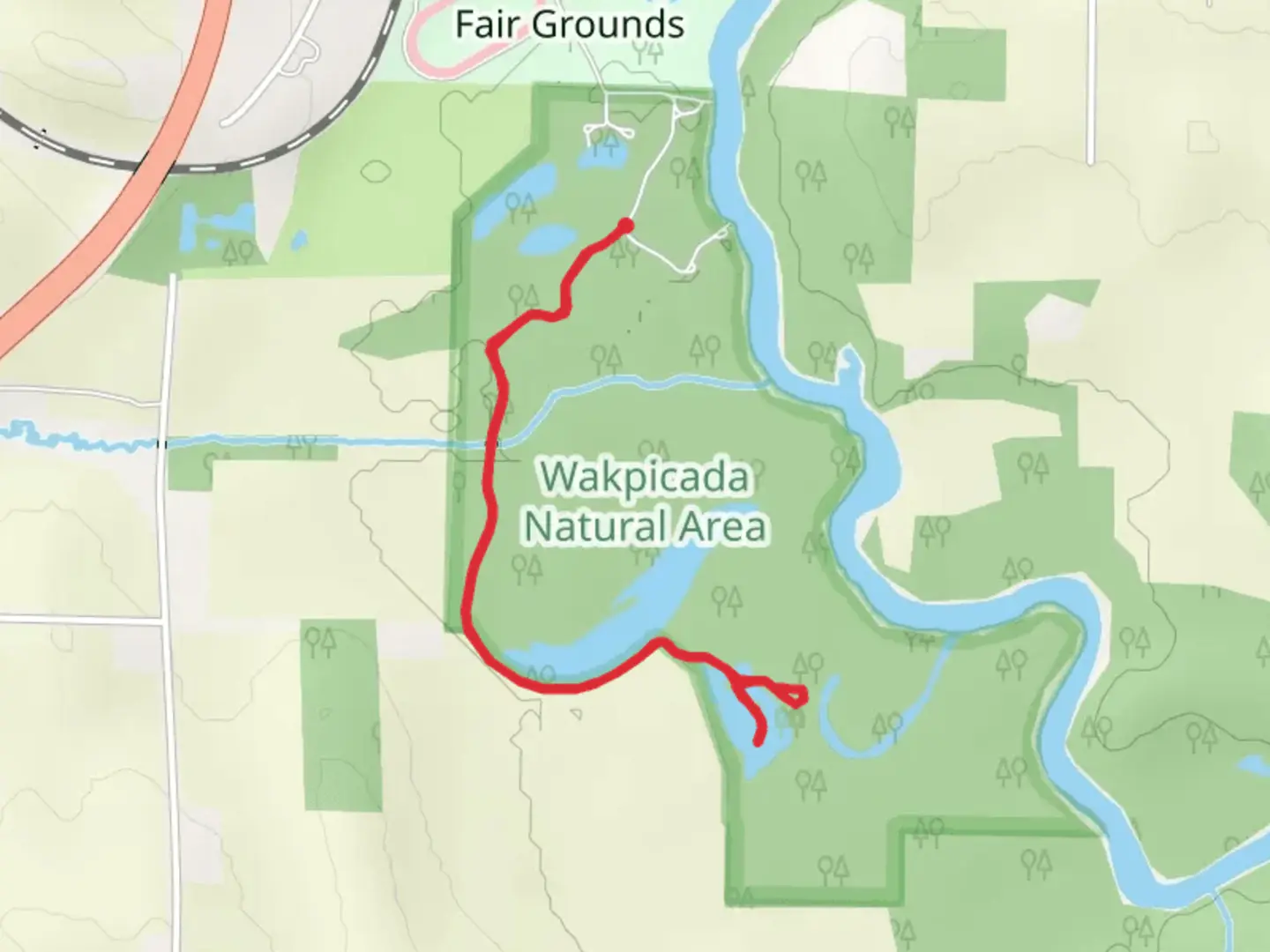 An image depicting the trail Wakpicada Natural Area Walk and its surrounding area.