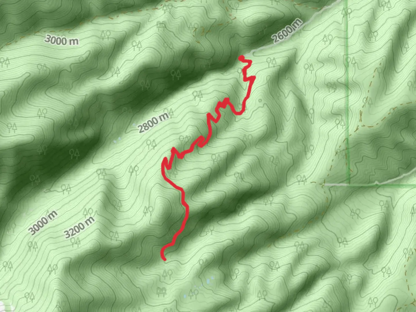 An image depicting the trail Redman Creek via Green Creek and its surrounding area.